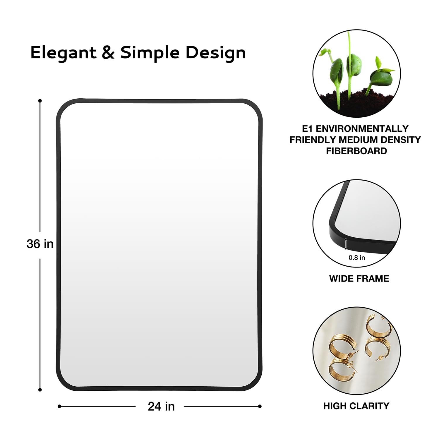 Irregular Mirror 34"x21" Heterotypic Bathroom Mirror Asymmetrical Wall Mirror Black Vanity Mirror Frosted Frameless Anti-Rust Tempered Glass Hangs Mirror for Bedroom Entryway Room Decorative