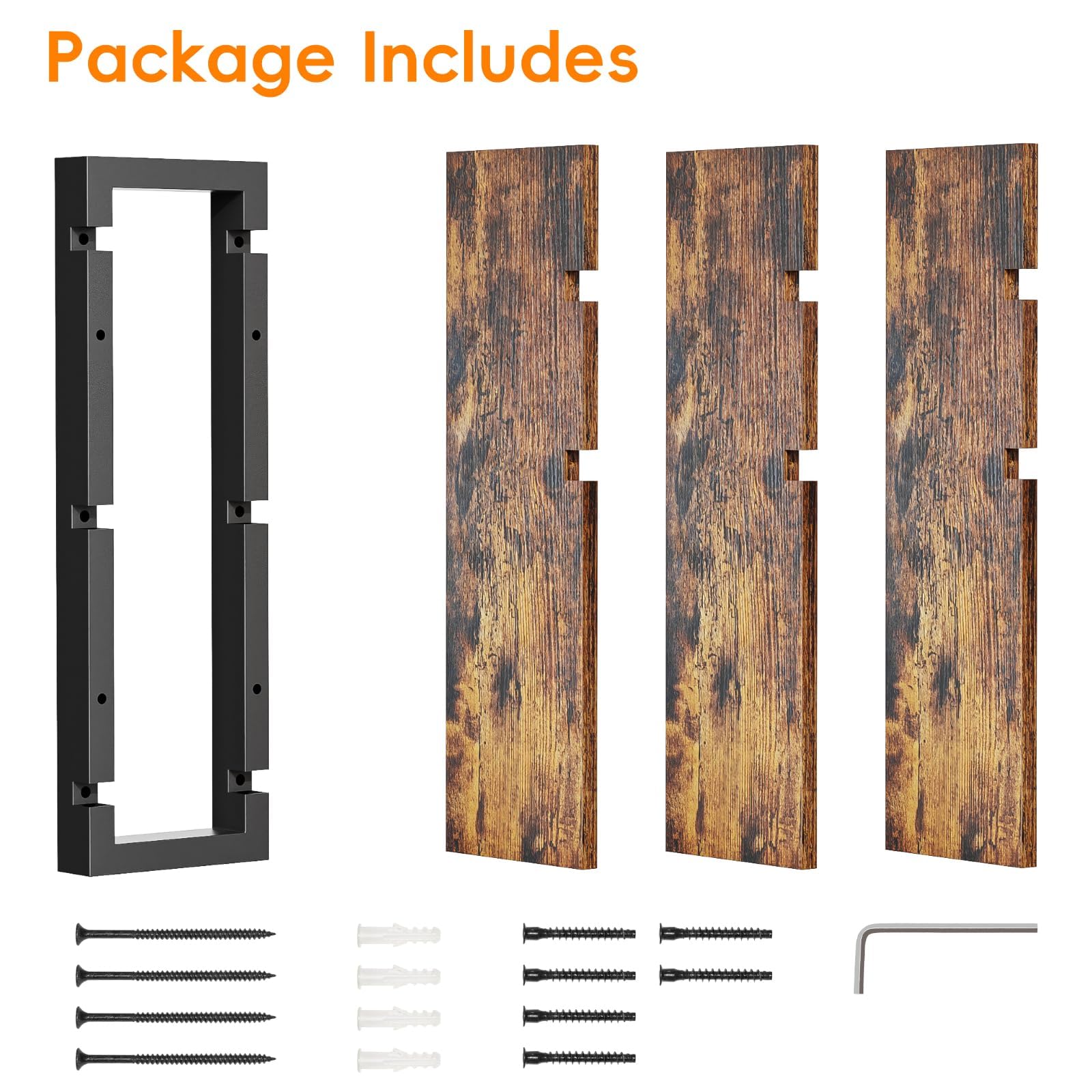 Homode Floating Shelves for Wall, Wood Wall Shelves for Bathroom, 3 Tier Shelves for Wall Decor, Decorative Hanging Storage Shelf for Bedroom Kitchen Living Room, Rustic Brown and Black
