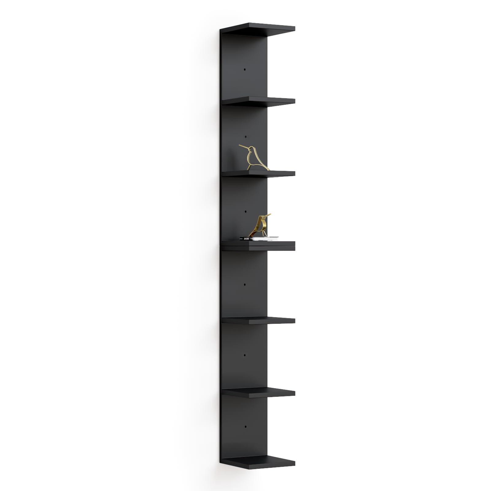 7 Tier White Floating Shelves, Wall Shelf Unit for Wall Decor Vanity Bedroom Living Room, Narrow Wall-Mount Shelving, Small 4-Tier Lack Display Shelves, 22.4 x 5.9 x 5.9 inches - Set of 2