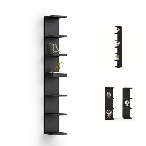 7 Tier White Floating Shelves, Wall Shelf Unit for Wall Decor Vanity Bedroom Living Room, Narrow Wall-Mount Shelving, Small 4-Tier Lack Display Shelves, 22.4 x 5.9 x 5.9 inches - Set of 2