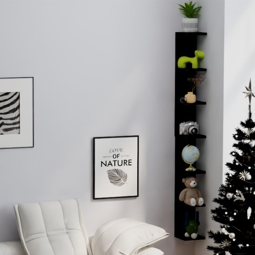 7 Tier White Floating Shelves, Wall Shelf Unit for Wall Decor Vanity Bedroom Living Room, Narrow Wall-Mount Shelving, Small 4-Tier Lack Display Shelves, 22.4 x 5.9 x 5.9 inches - Set of 2