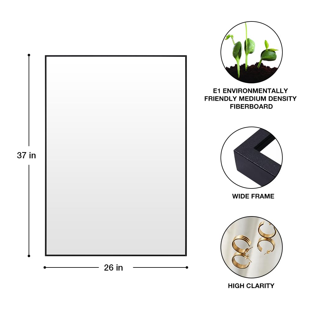 Irregular Mirror 34"x21" Heterotypic Bathroom Mirror Asymmetrical Wall Mirror Black Vanity Mirror Frosted Frameless Anti-Rust Tempered Glass Hangs Mirror for Bedroom Entryway Room Decorative