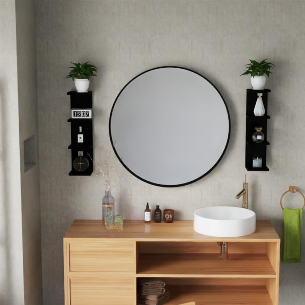 7 Tier White Floating Shelves, Wall Shelf Unit for Wall Decor Vanity Bedroom Living Room, Narrow Wall-Mount Shelving, Small 4-Tier Lack Display Shelves, 22.4 x 5.9 x 5.9 inches - Set of 2