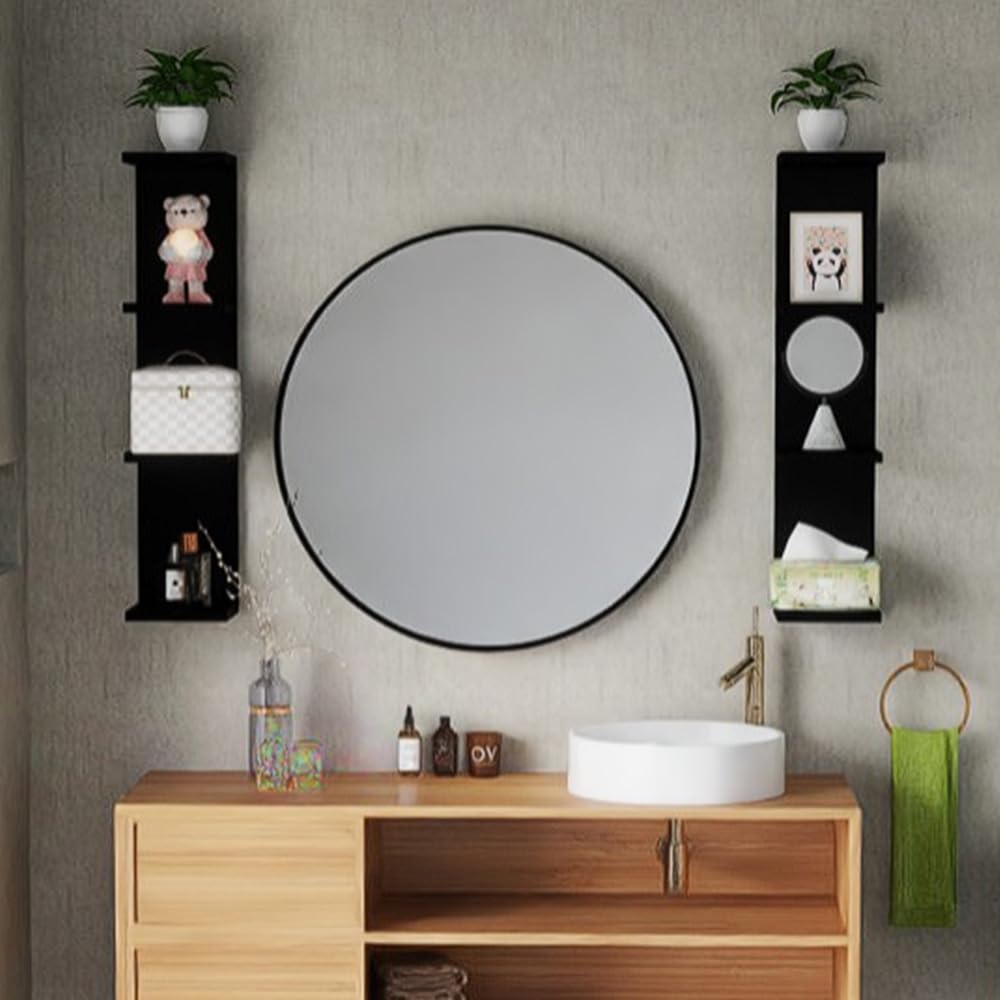 7 Tier White Floating Shelves, Wall Shelf Unit for Wall Decor Vanity Bedroom Living Room, Narrow Wall-Mount Shelving, Small 4-Tier Lack Display Shelves, 22.4 x 5.9 x 5.9 inches - Set of 2
