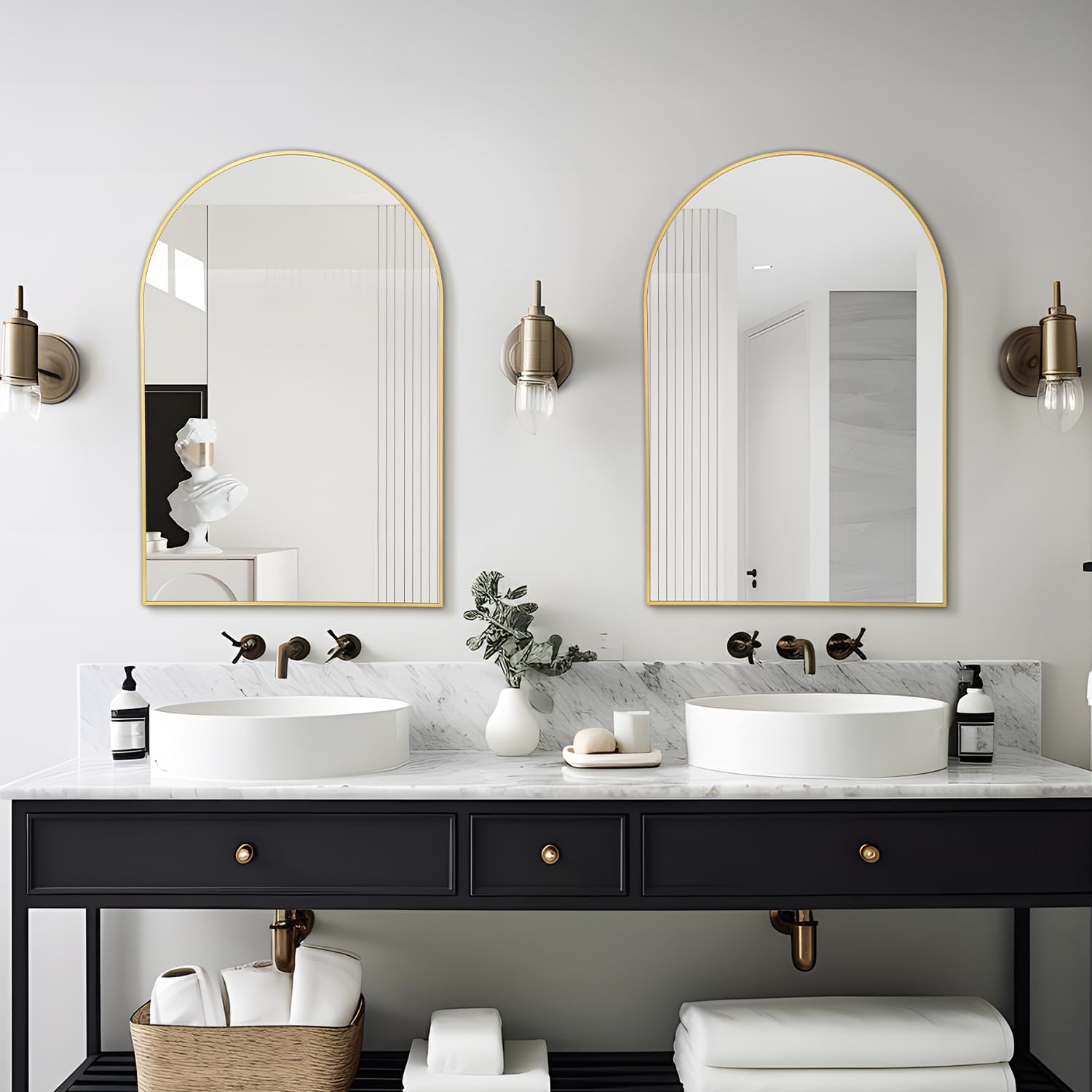 Irregular Mirror 34"x21" Heterotypic Bathroom Mirror Asymmetrical Wall Mirror Black Vanity Mirror Frosted Frameless Anti-Rust Tempered Glass Hangs Mirror for Bedroom Entryway Room Decorative