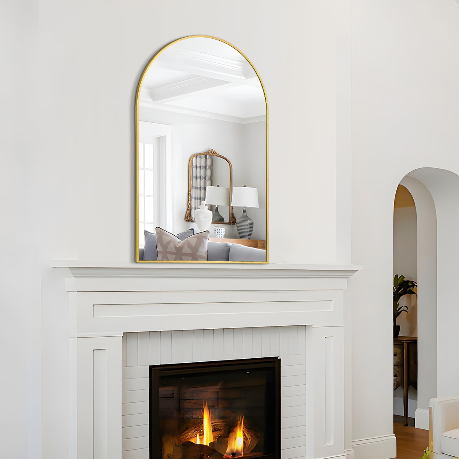 Irregular Mirror 34"x21" Heterotypic Bathroom Mirror Asymmetrical Wall Mirror Black Vanity Mirror Frosted Frameless Anti-Rust Tempered Glass Hangs Mirror for Bedroom Entryway Room Decorative