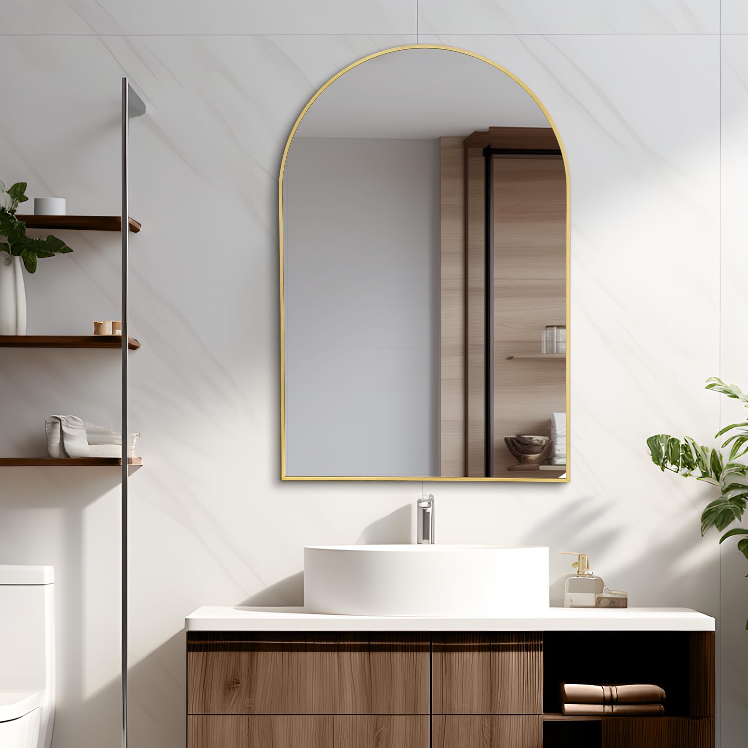 Irregular Mirror 34"x21" Heterotypic Bathroom Mirror Asymmetrical Wall Mirror Black Vanity Mirror Frosted Frameless Anti-Rust Tempered Glass Hangs Mirror for Bedroom Entryway Room Decorative