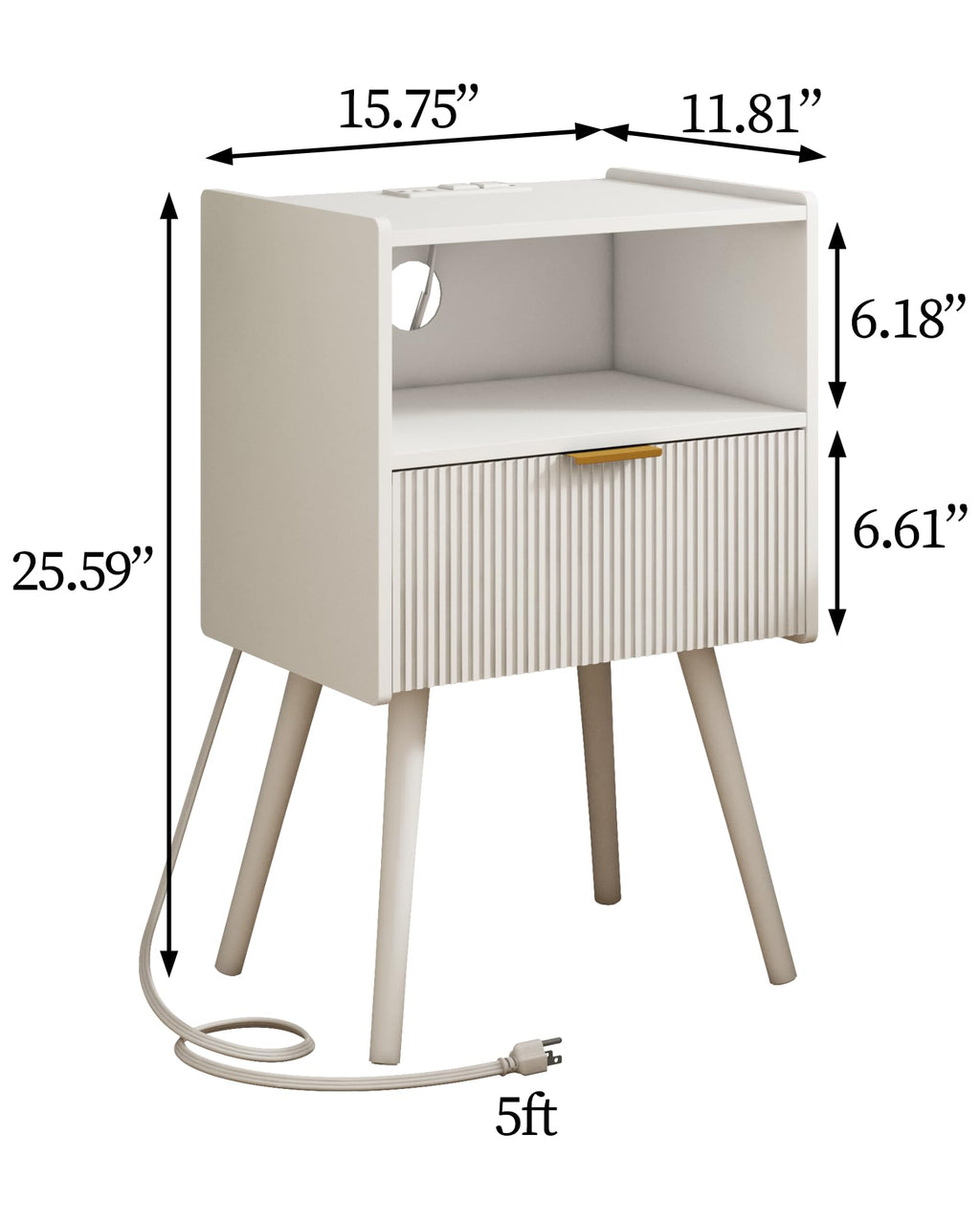 White Nightstand,Modern Bedside Table with Storage Drawer and Open Wood Shelf, for Living Room, Bedroom and Small Spaces, Accent Night Stand with Solid Wood Legs, Easy Assembly,Classic White