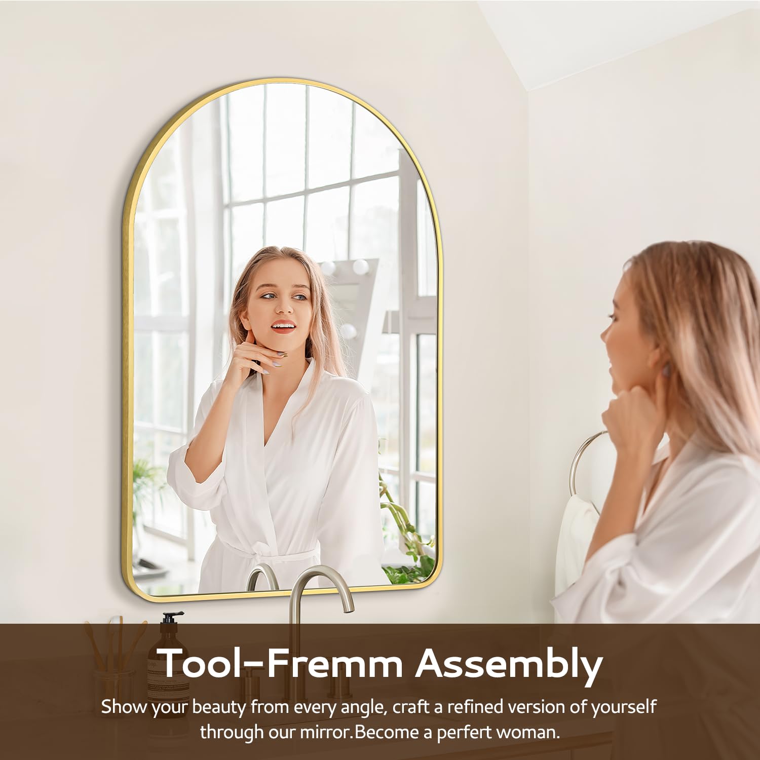 Irregular Mirror 34"x21" Heterotypic Bathroom Mirror Asymmetrical Wall Mirror Black Vanity Mirror Frosted Frameless Anti-Rust Tempered Glass Hangs Mirror for Bedroom Entryway Room Decorative