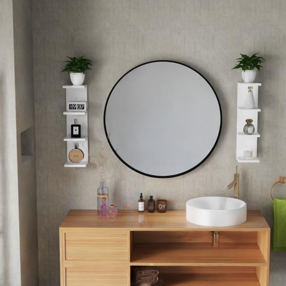 7 Tier White Floating Shelves, Wall Shelf Unit for Wall Decor Vanity Bedroom Living Room, Narrow Wall-Mount Shelving, Small 4-Tier Lack Display Shelves, 22.4 x 5.9 x 5.9 inches - Set of 2
