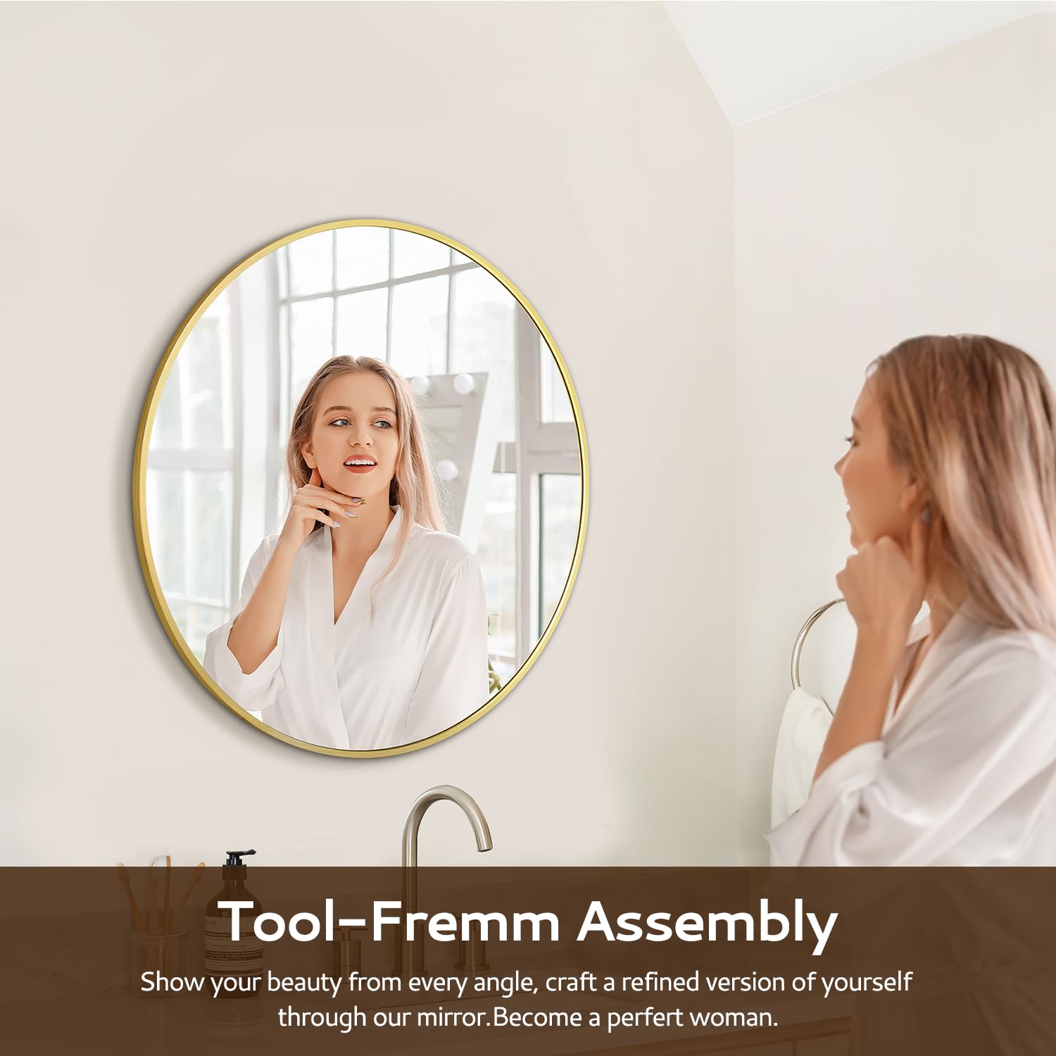 Irregular Mirror 34"x21" Heterotypic Bathroom Mirror Asymmetrical Wall Mirror Black Vanity Mirror Frosted Frameless Anti-Rust Tempered Glass Hangs Mirror for Bedroom Entryway Room Decorative