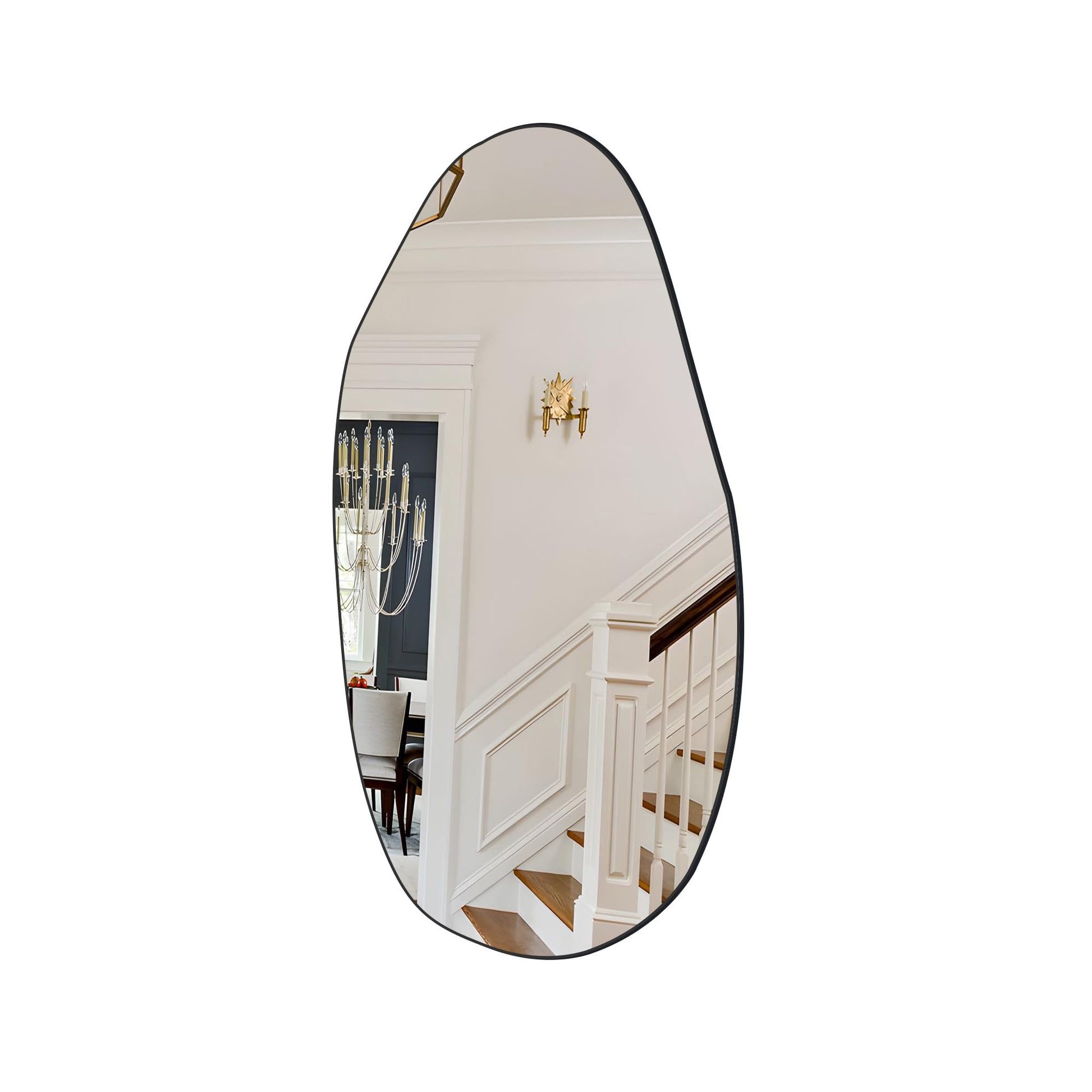Irregular Mirror 34"x21" Heterotypic Bathroom Mirror Asymmetrical Wall Mirror Black Vanity Mirror Frosted Frameless Anti-Rust Tempered Glass Hangs Mirror for Bedroom Entryway Room Decorative