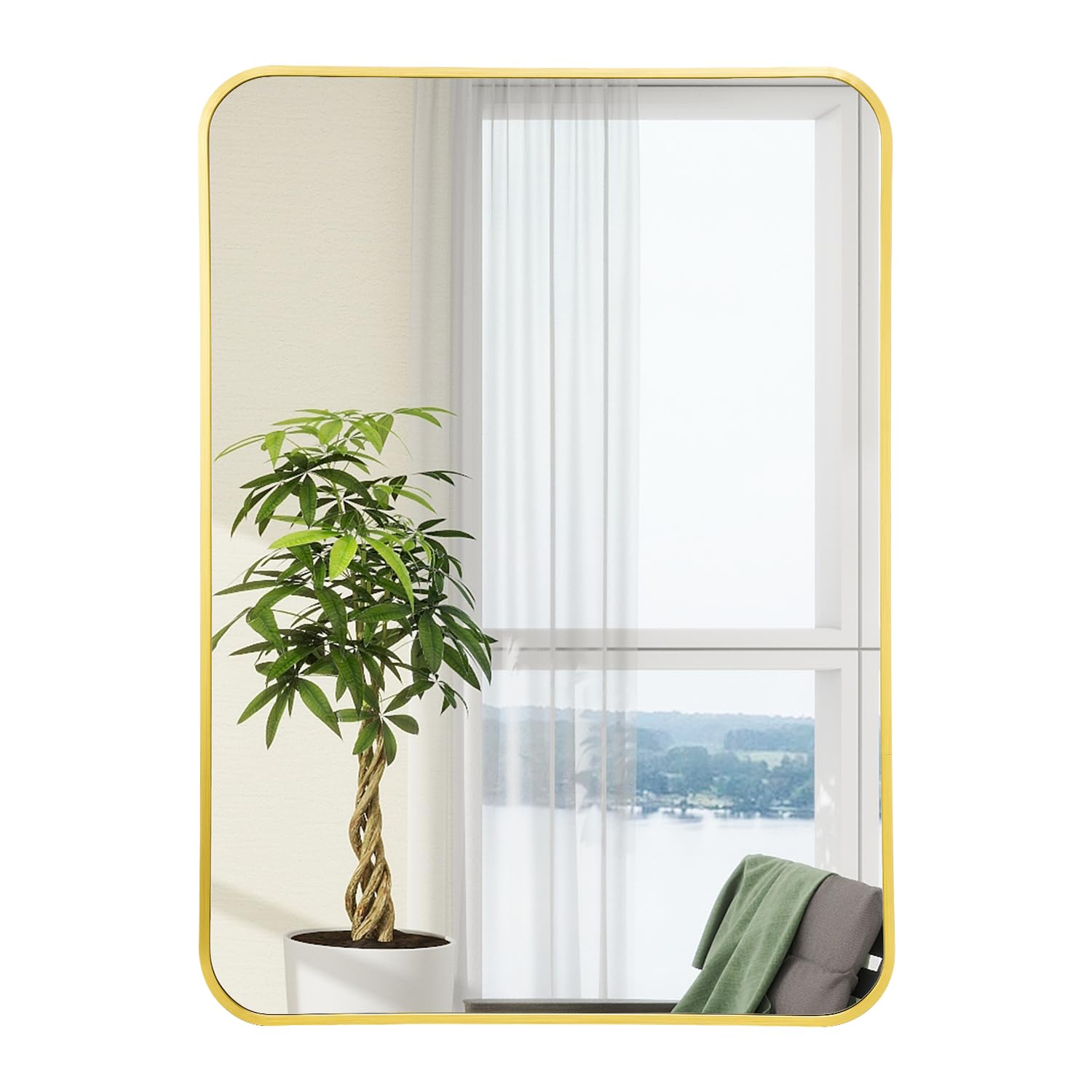 Irregular Mirror 34"x21" Heterotypic Bathroom Mirror Asymmetrical Wall Mirror Black Vanity Mirror Frosted Frameless Anti-Rust Tempered Glass Hangs Mirror for Bedroom Entryway Room Decorative