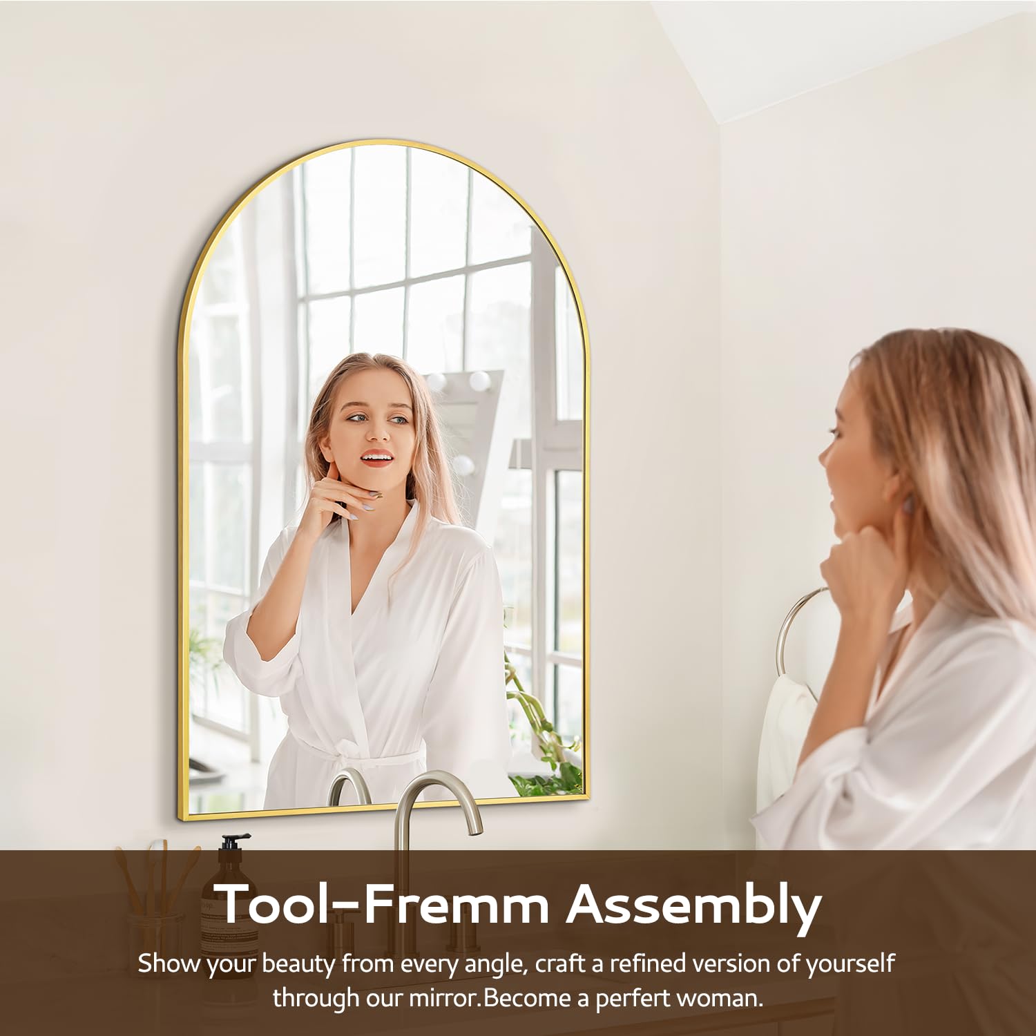 Irregular Mirror 34"x21" Heterotypic Bathroom Mirror Asymmetrical Wall Mirror Black Vanity Mirror Frosted Frameless Anti-Rust Tempered Glass Hangs Mirror for Bedroom Entryway Room Decorative