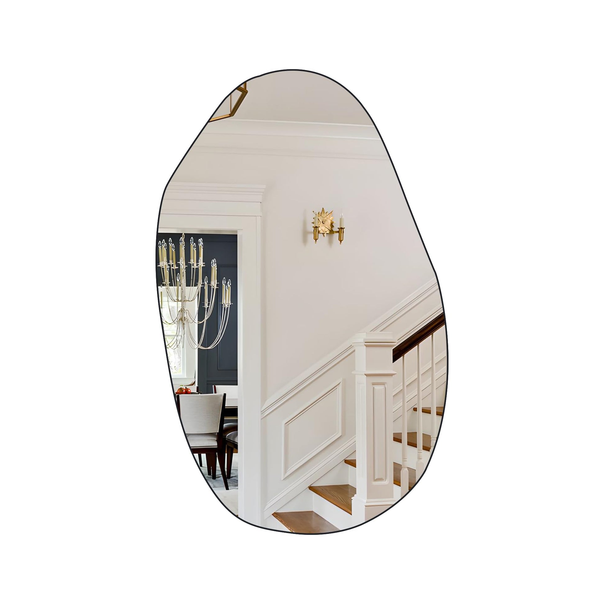Irregular Mirror 34"x21" Heterotypic Bathroom Mirror Asymmetrical Wall Mirror Black Vanity Mirror Frosted Frameless Anti-Rust Tempered Glass Hangs Mirror for Bedroom Entryway Room Decorative