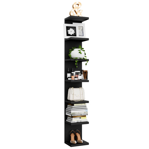 7 Tier Wall Shelf Unit, Floating Shelves for Storage Home Display, Versatile Lack Wall Shelves for Bedroom,Living Room,Office Decor, Tall Long Shelf for Book,Shoe,Vanity, Purse and TV White