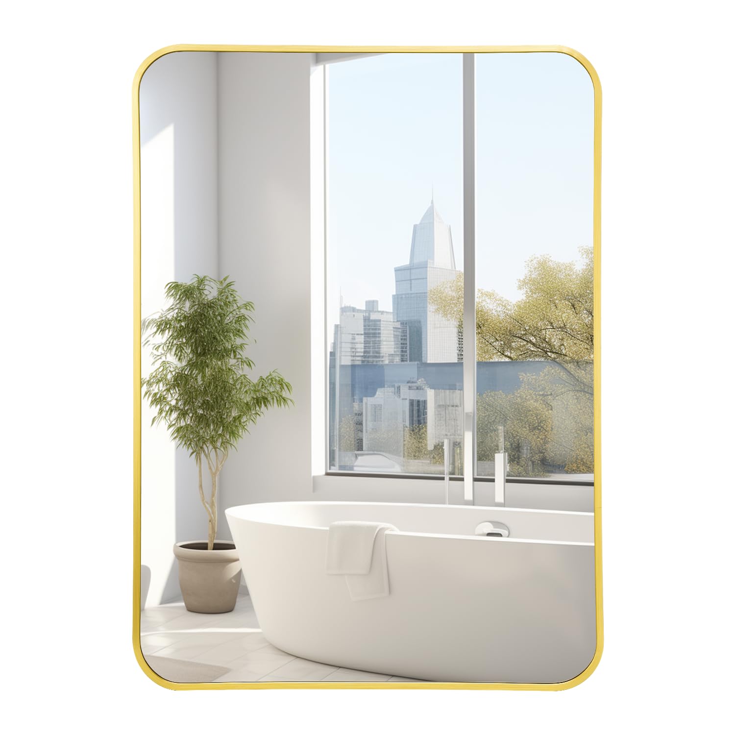 Irregular Mirror 34"x21" Heterotypic Bathroom Mirror Asymmetrical Wall Mirror Black Vanity Mirror Frosted Frameless Anti-Rust Tempered Glass Hangs Mirror for Bedroom Entryway Room Decorative