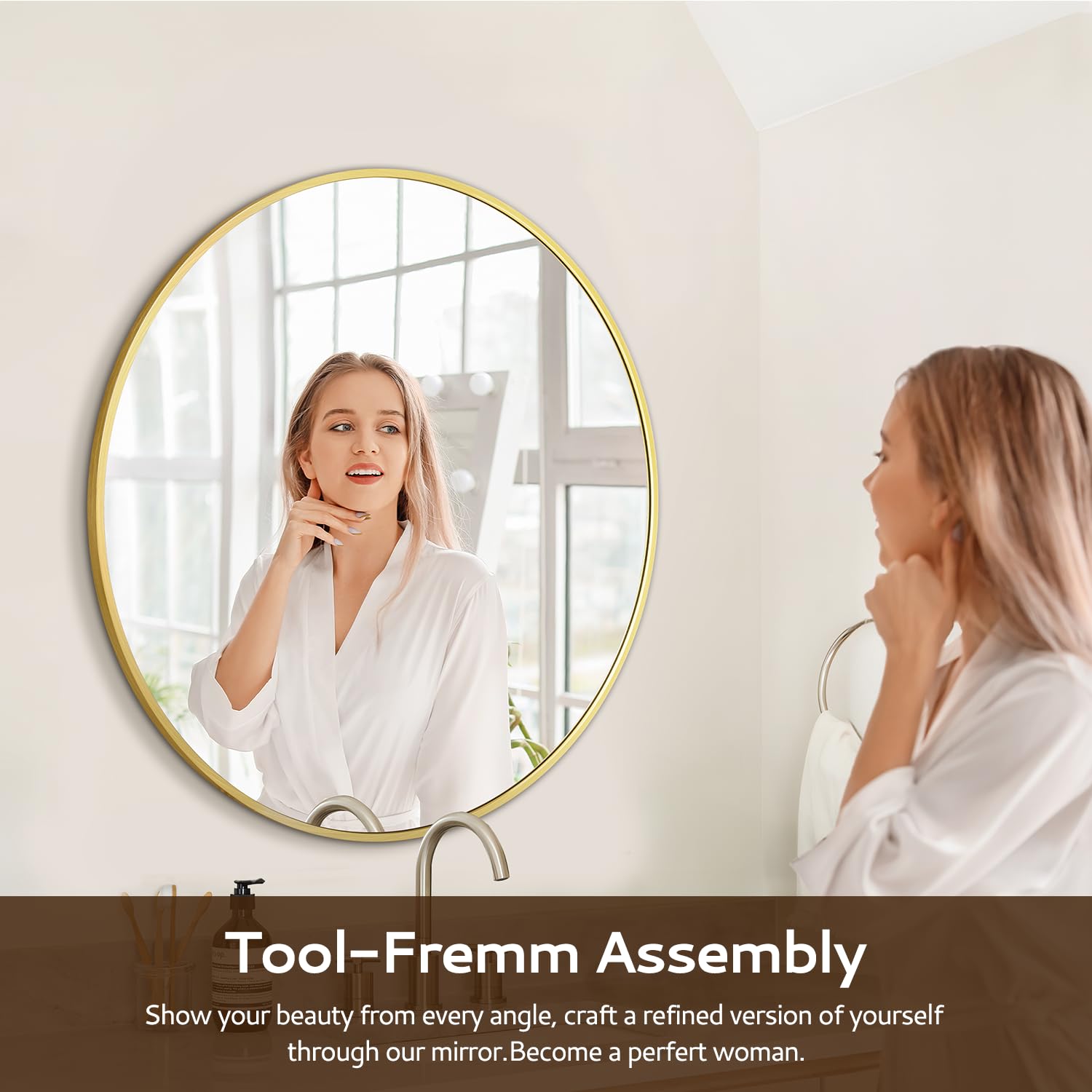 Irregular Mirror 34"x21" Heterotypic Bathroom Mirror Asymmetrical Wall Mirror Black Vanity Mirror Frosted Frameless Anti-Rust Tempered Glass Hangs Mirror for Bedroom Entryway Room Decorative