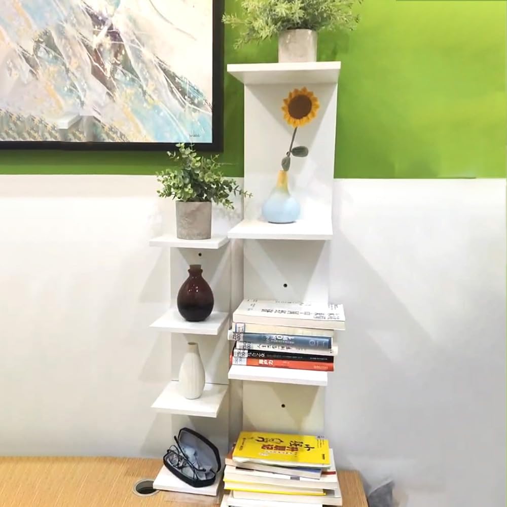 7 Tier White Floating Shelves, Wall Shelf Unit for Wall Decor Vanity Bedroom Living Room, Narrow Wall-Mount Shelving, Small 4-Tier Lack Display Shelves, 22.4 x 5.9 x 5.9 inches - Set of 2