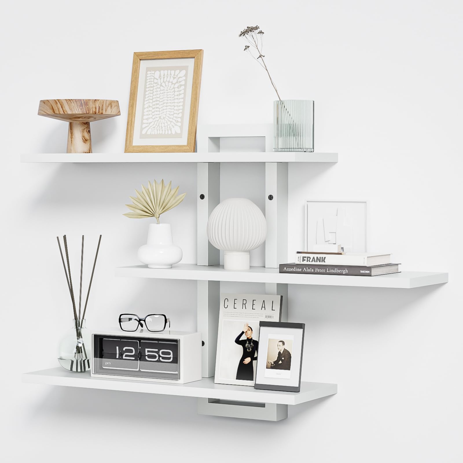 Homode Floating Shelves for Wall, Wood Wall Shelves for Bathroom, 3 Tier Shelves for Wall Decor, Decorative Hanging Storage Shelf for Bedroom Kitchen Living Room, Rustic Brown and Black