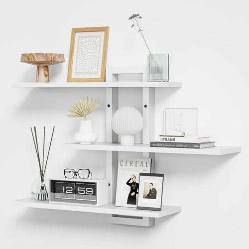 Homode Floating Shelves for Wall, Wood Wall Shelves for Bathroom, 3 Tier Shelves for Wall Decor, Decorative Hanging Storage Shelf for Bedroom Kitchen Living Room, Rustic Brown and Black
