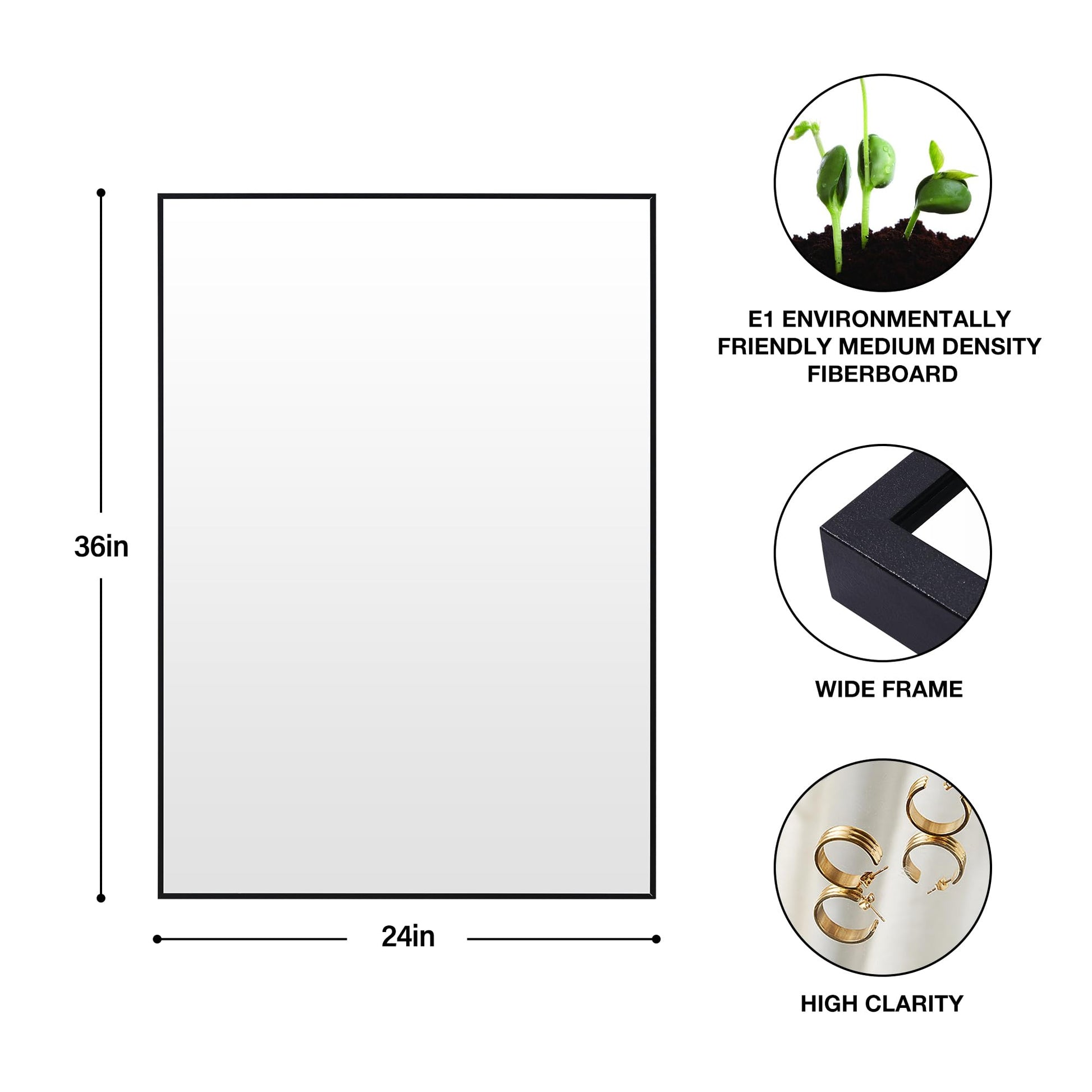 Irregular Mirror 34"x21" Heterotypic Bathroom Mirror Asymmetrical Wall Mirror Black Vanity Mirror Frosted Frameless Anti-Rust Tempered Glass Hangs Mirror for Bedroom Entryway Room Decorative