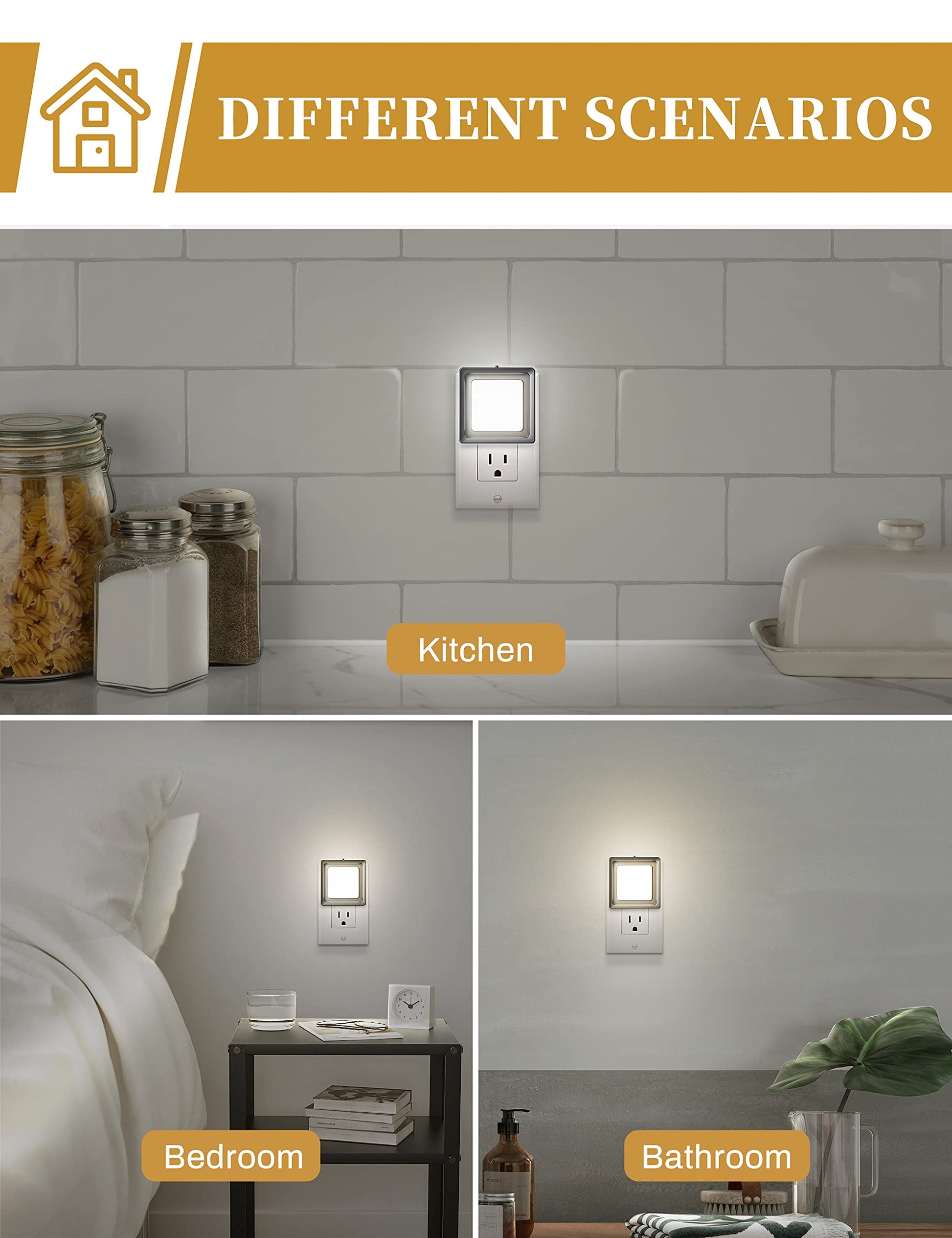DORESshop LED Night Light, Night Lights Plug Into Wall [2 Pack] with Dusk-to-Dawn Sensor, Dimmable Nightlights, Adjustable Brightness for Bathroom, Hallway, Bedroom,Kids Room,Stairway,Soft White