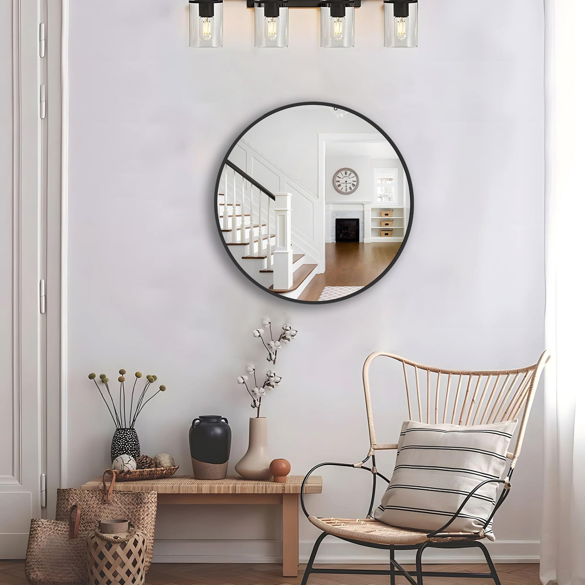 Irregular Mirror 34"x21" Heterotypic Bathroom Mirror Asymmetrical Wall Mirror Black Vanity Mirror Frosted Frameless Anti-Rust Tempered Glass Hangs Mirror for Bedroom Entryway Room Decorative