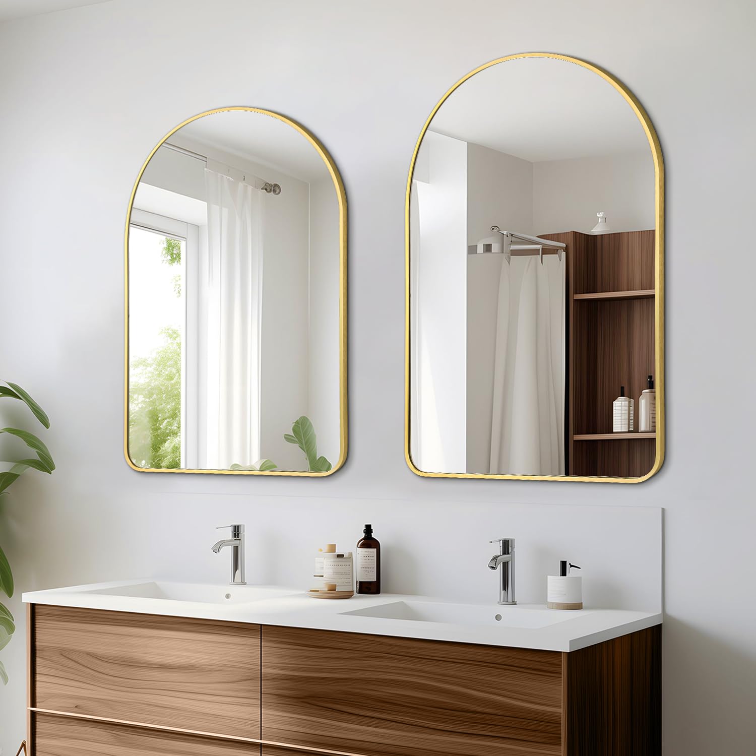 Irregular Mirror 34"x21" Heterotypic Bathroom Mirror Asymmetrical Wall Mirror Black Vanity Mirror Frosted Frameless Anti-Rust Tempered Glass Hangs Mirror for Bedroom Entryway Room Decorative