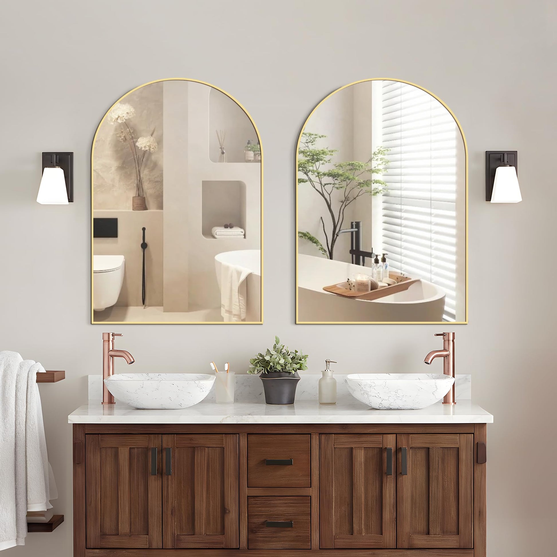 Irregular Mirror 34"x21" Heterotypic Bathroom Mirror Asymmetrical Wall Mirror Black Vanity Mirror Frosted Frameless Anti-Rust Tempered Glass Hangs Mirror for Bedroom Entryway Room Decorative