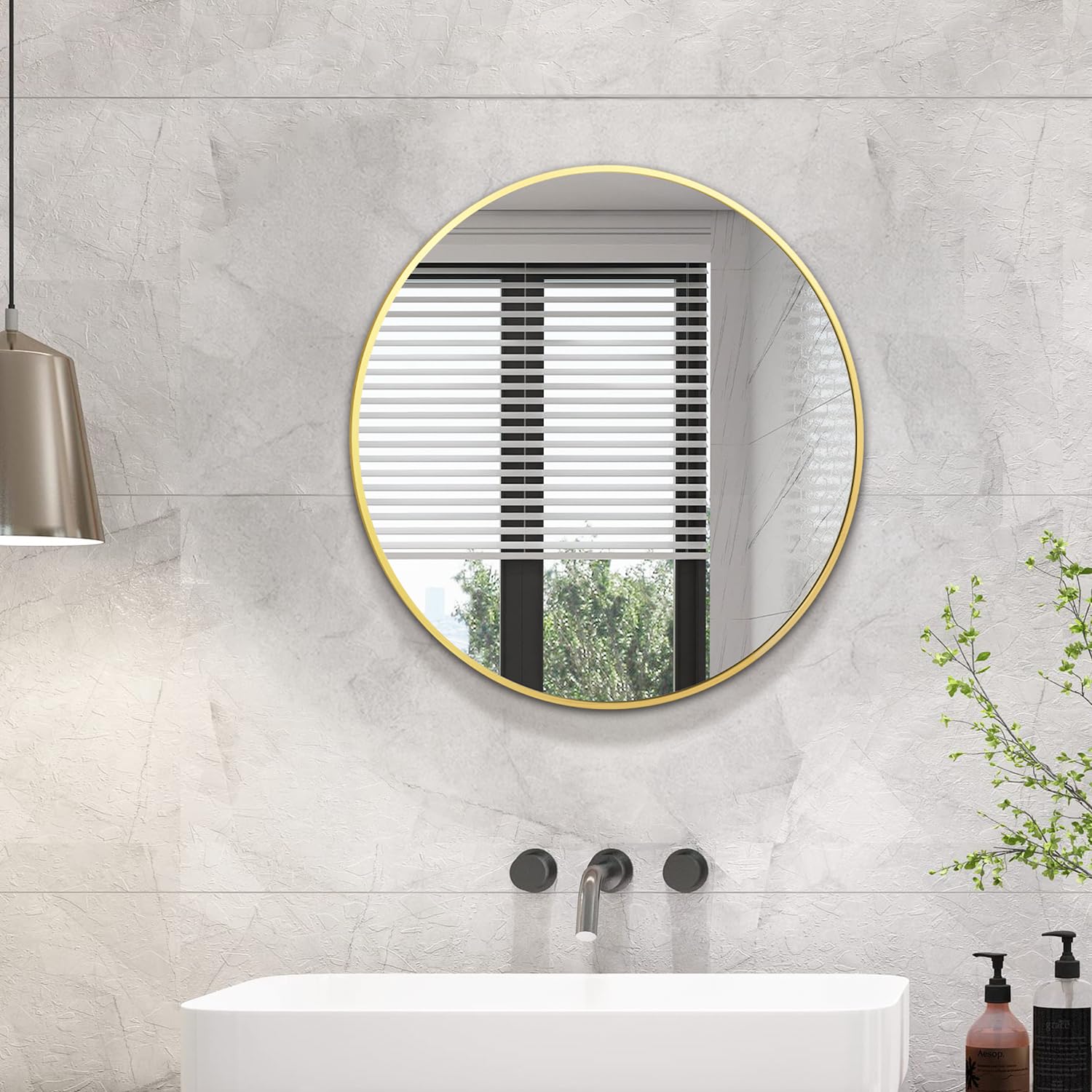 Irregular Mirror 34"x21" Heterotypic Bathroom Mirror Asymmetrical Wall Mirror Black Vanity Mirror Frosted Frameless Anti-Rust Tempered Glass Hangs Mirror for Bedroom Entryway Room Decorative
