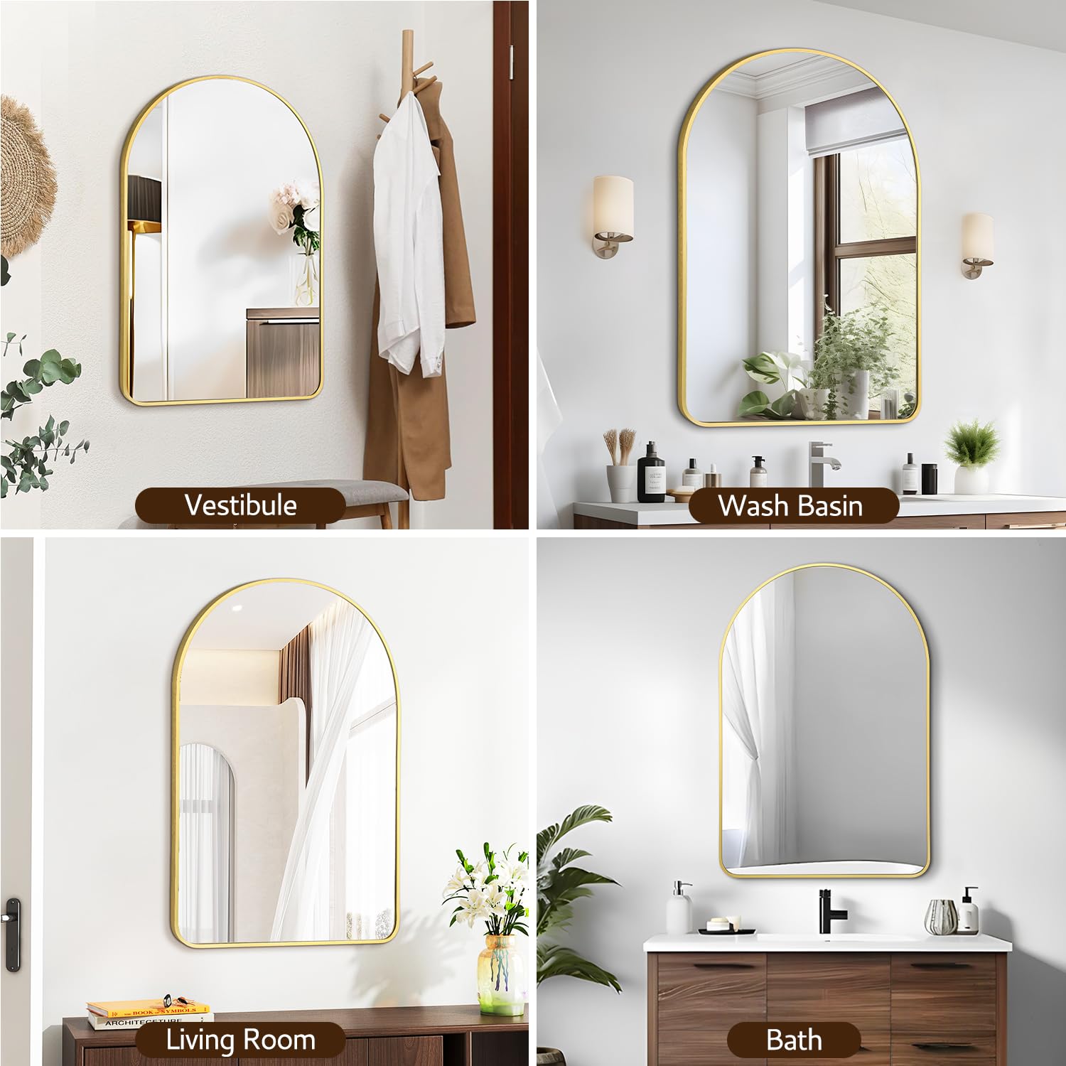 Irregular Mirror 34"x21" Heterotypic Bathroom Mirror Asymmetrical Wall Mirror Black Vanity Mirror Frosted Frameless Anti-Rust Tempered Glass Hangs Mirror for Bedroom Entryway Room Decorative