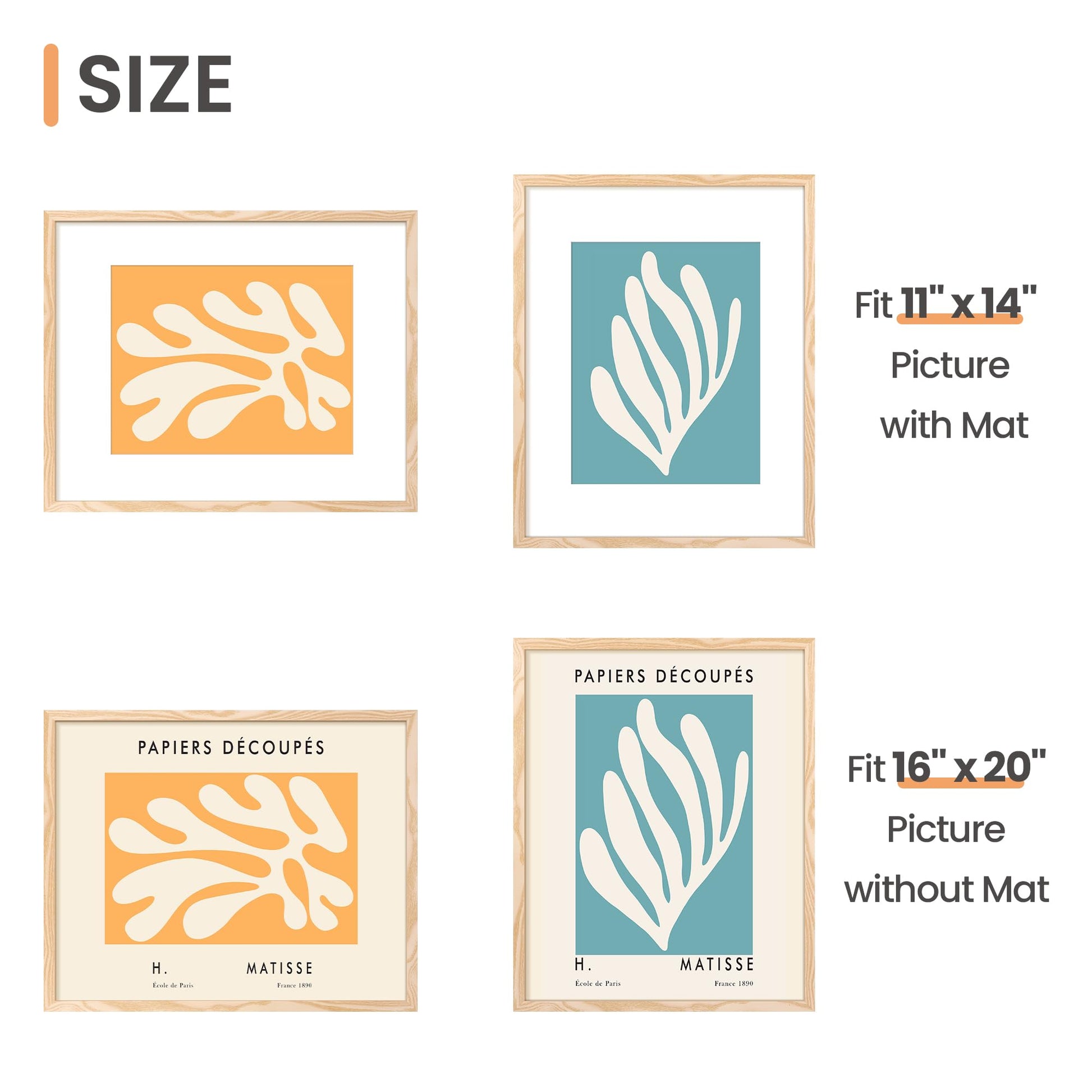 upsimples 11x14 Picture Frame Set of 5, Display Pictures 8x10 with Mat or 11x14 Without Mat, Wall Gallery Photo Frames, Black