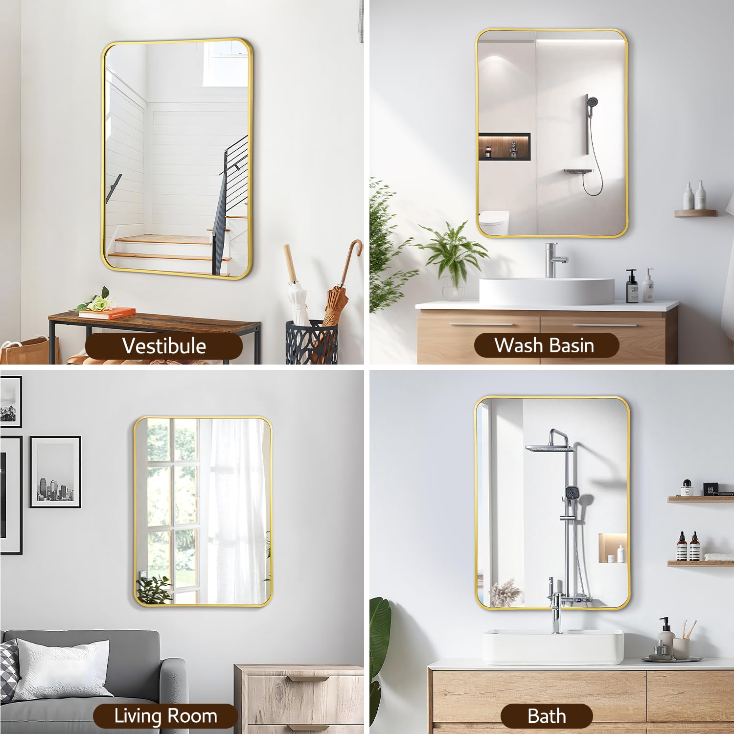 Irregular Mirror 34"x21" Heterotypic Bathroom Mirror Asymmetrical Wall Mirror Black Vanity Mirror Frosted Frameless Anti-Rust Tempered Glass Hangs Mirror for Bedroom Entryway Room Decorative