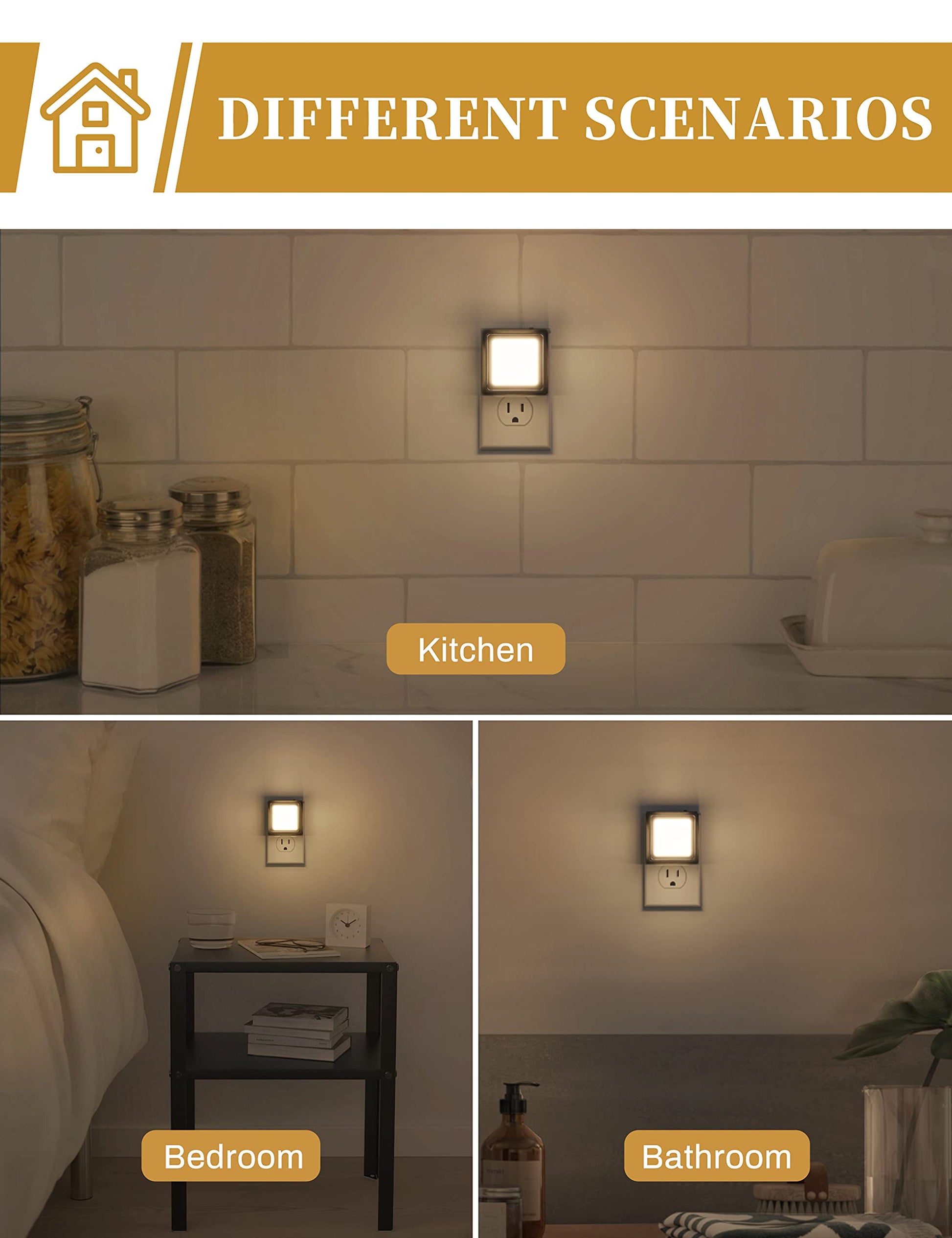 DORESshop LED Night Light, Night Lights Plug Into Wall [2 Pack] with Dusk-to-Dawn Sensor, Dimmable Nightlights, Adjustable Brightness for Bathroom, Hallway, Bedroom,Kids Room,Stairway,Soft White