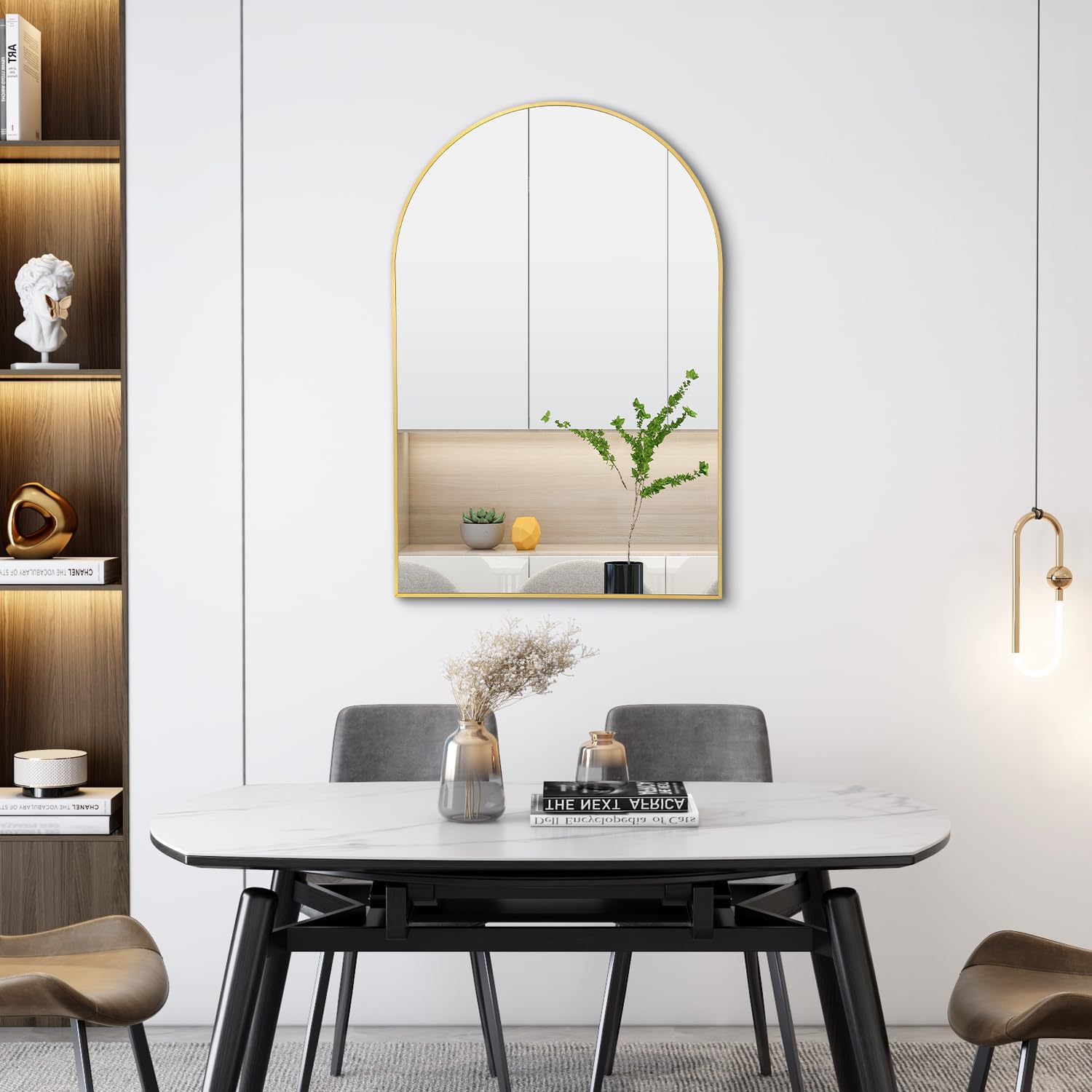 Irregular Mirror 34"x21" Heterotypic Bathroom Mirror Asymmetrical Wall Mirror Black Vanity Mirror Frosted Frameless Anti-Rust Tempered Glass Hangs Mirror for Bedroom Entryway Room Decorative