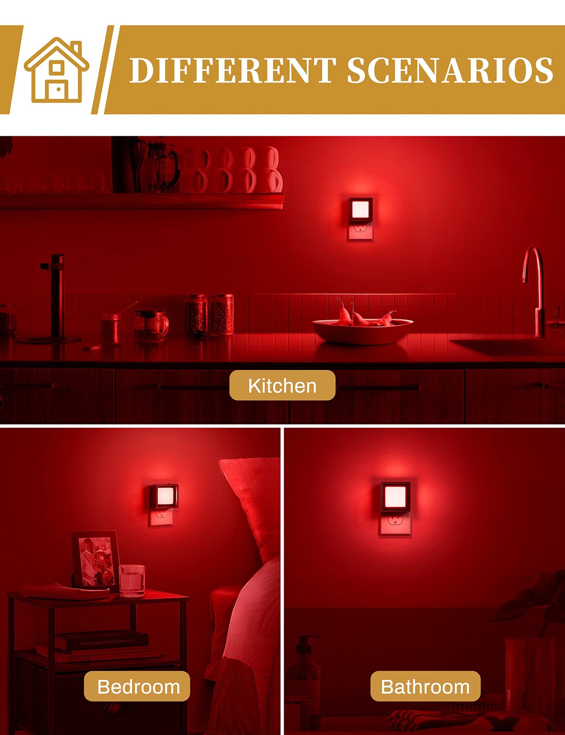 DORESshop LED Night Light, Night Lights Plug Into Wall [2 Pack] with Dusk-to-Dawn Sensor, Dimmable Nightlights, Adjustable Brightness for Bathroom, Hallway, Bedroom,Kids Room,Stairway,Soft White