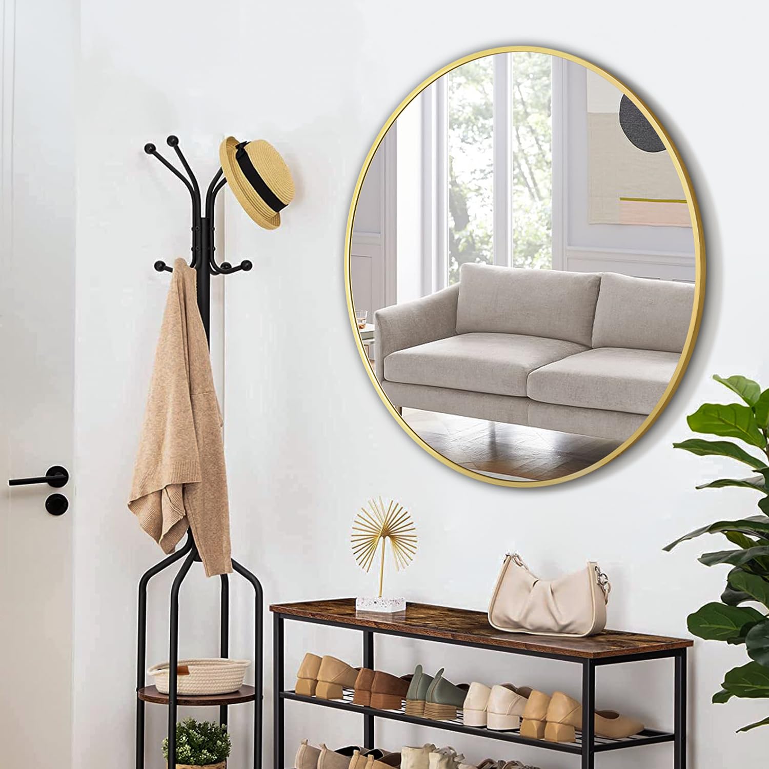 Irregular Mirror 34"x21" Heterotypic Bathroom Mirror Asymmetrical Wall Mirror Black Vanity Mirror Frosted Frameless Anti-Rust Tempered Glass Hangs Mirror for Bedroom Entryway Room Decorative