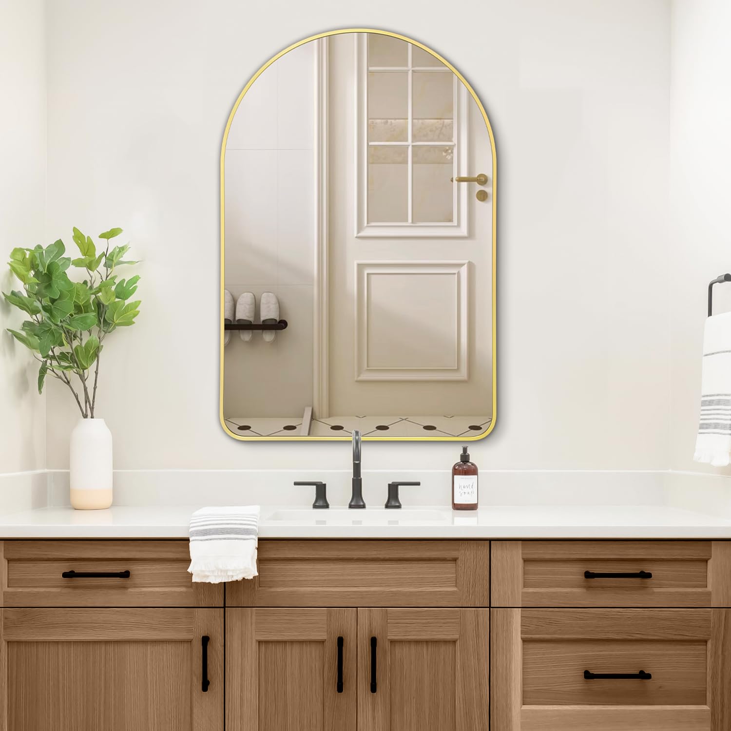 Irregular Mirror 34"x21" Heterotypic Bathroom Mirror Asymmetrical Wall Mirror Black Vanity Mirror Frosted Frameless Anti-Rust Tempered Glass Hangs Mirror for Bedroom Entryway Room Decorative