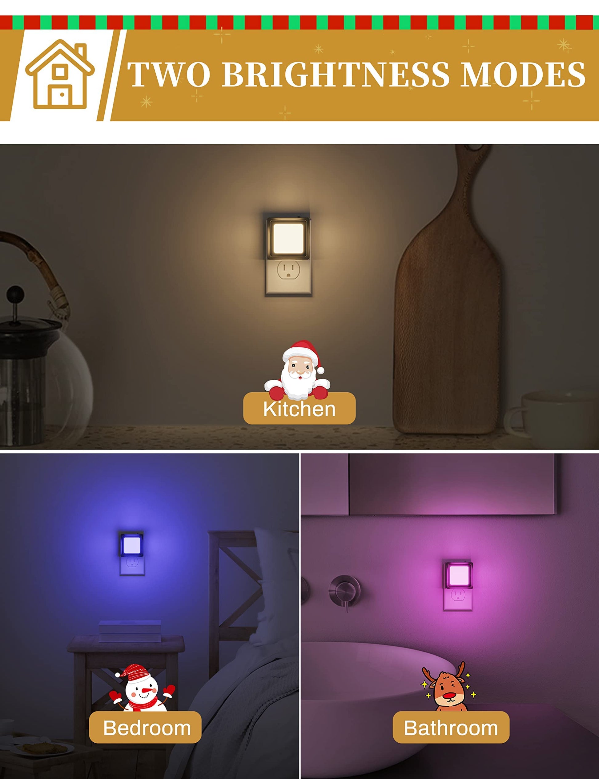 DORESshop LED Night Light, Night Lights Plug Into Wall [2 Pack] with Dusk-to-Dawn Sensor, Dimmable Nightlights, Adjustable Brightness for Bathroom, Hallway, Bedroom,Kids Room,Stairway,Soft White