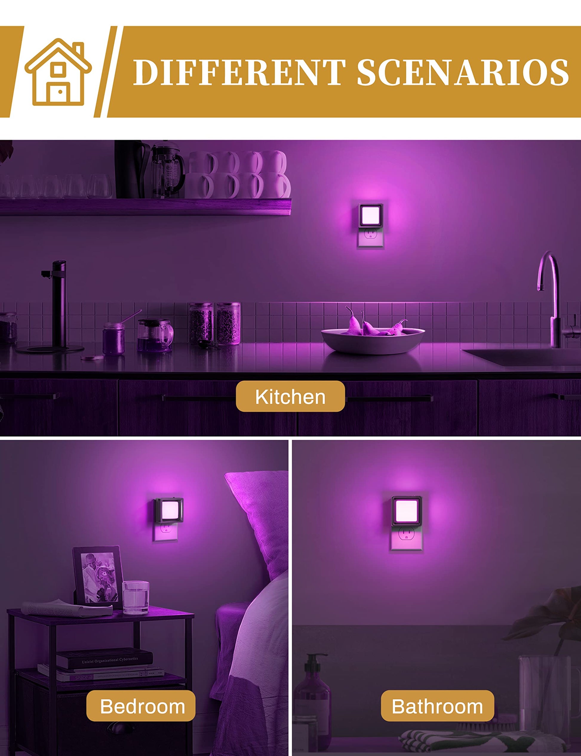 DORESshop LED Night Light, Night Lights Plug Into Wall [2 Pack] with Dusk-to-Dawn Sensor, Dimmable Nightlights, Adjustable Brightness for Bathroom, Hallway, Bedroom,Kids Room,Stairway,Soft White