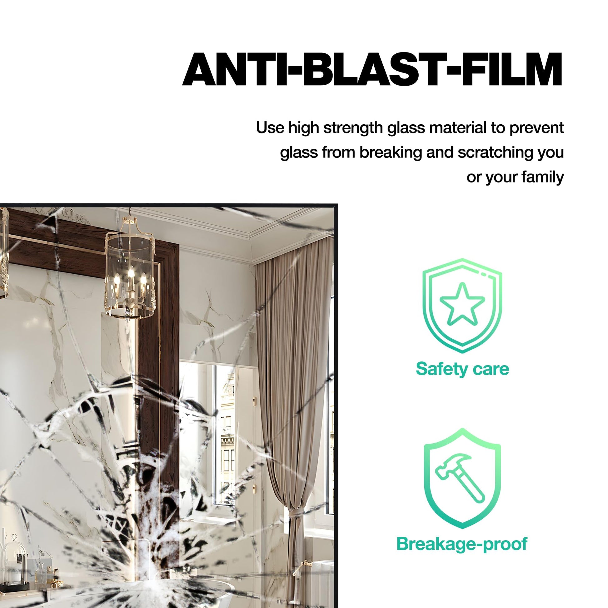 Irregular Mirror 34"x21" Heterotypic Bathroom Mirror Asymmetrical Wall Mirror Black Vanity Mirror Frosted Frameless Anti-Rust Tempered Glass Hangs Mirror for Bedroom Entryway Room Decorative