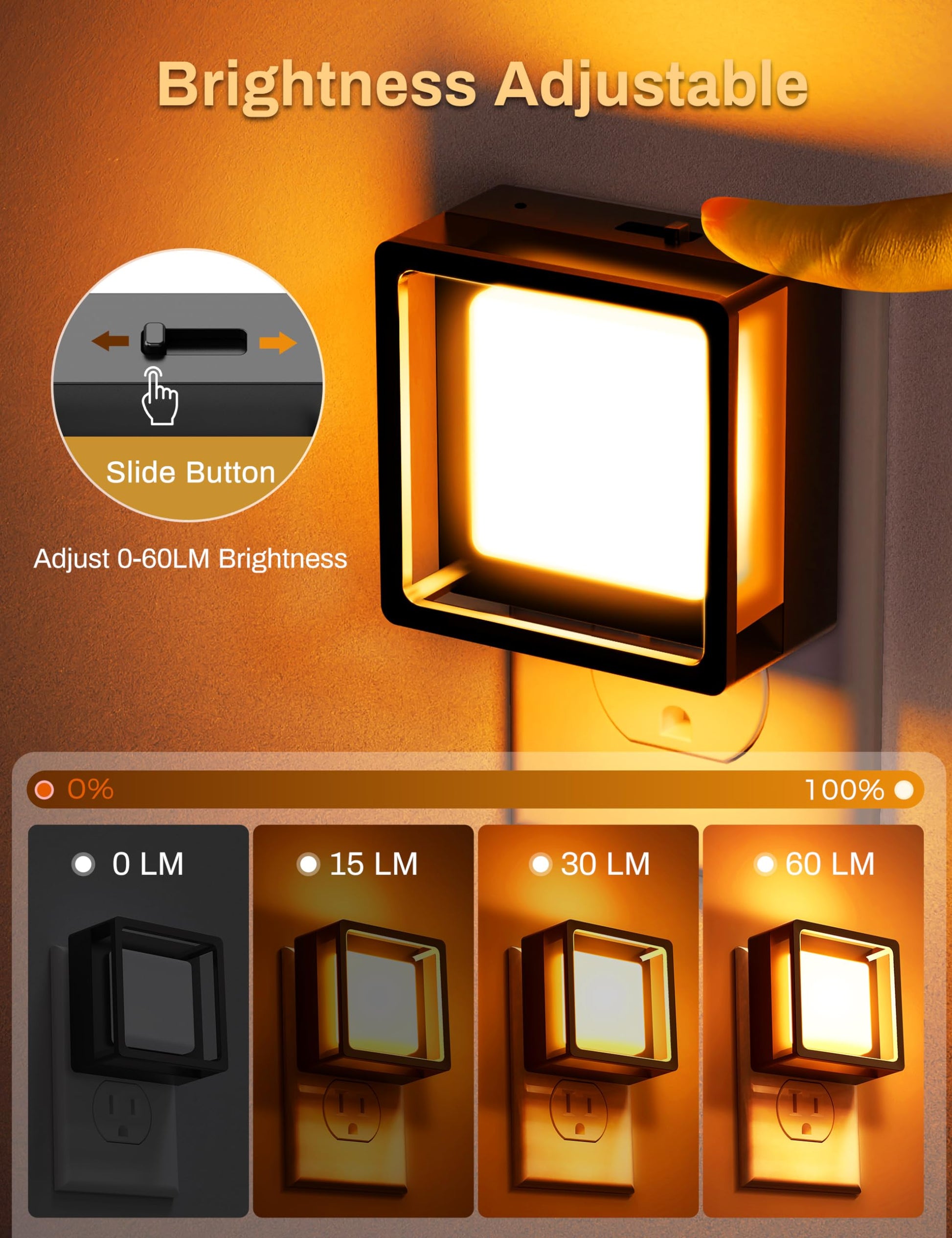DORESshop LED Night Light, Night Lights Plug Into Wall [2 Pack] with Dusk-to-Dawn Sensor, Dimmable Nightlights, Adjustable Brightness for Bathroom, Hallway, Bedroom,Kids Room,Stairway,Soft White