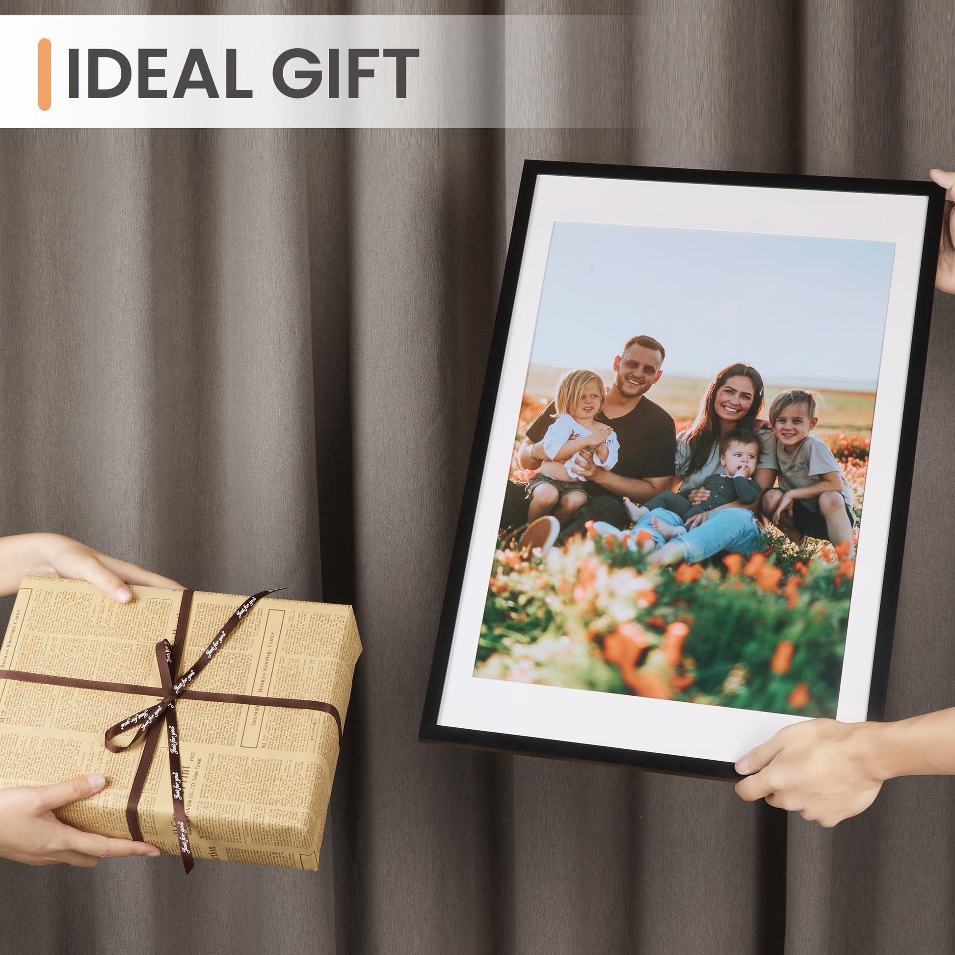 upsimples 11x14 Picture Frame Set of 5, Display Pictures 8x10 with Mat or 11x14 Without Mat, Wall Gallery Photo Frames, Black