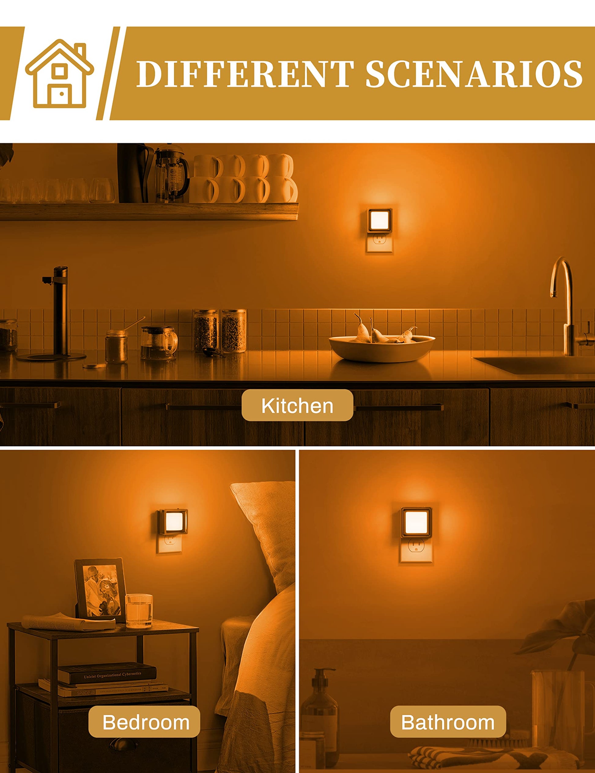 DORESshop LED Night Light, Night Lights Plug Into Wall [2 Pack] with Dusk-to-Dawn Sensor, Dimmable Nightlights, Adjustable Brightness for Bathroom, Hallway, Bedroom,Kids Room,Stairway,Soft White