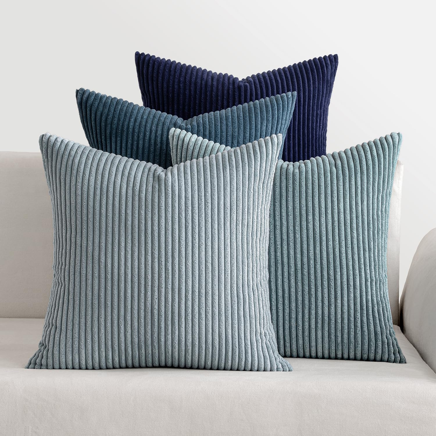 MIULEE Summer Boho Farmhouse Sage Green Throw Pillow Covers 18x18 Inch Set of 4 Mordern Nordic Cushion Covers Soft Corduroy Home Decor for Couch Bed Sofa Living Room Forest Green