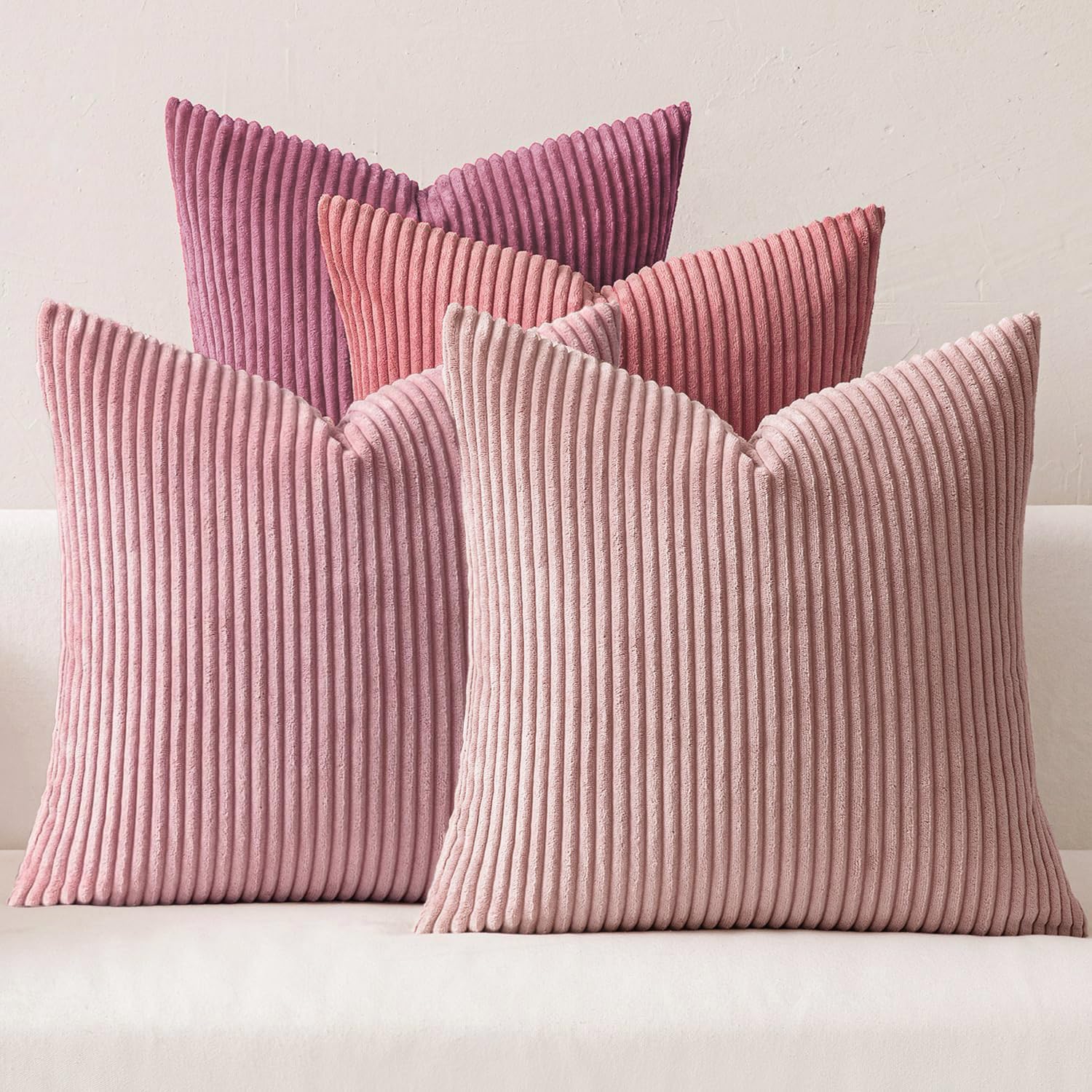 MIULEE Summer Boho Farmhouse Sage Green Throw Pillow Covers 18x18 Inch Set of 4 Mordern Nordic Cushion Covers Soft Corduroy Home Decor for Couch Bed Sofa Living Room Forest Green