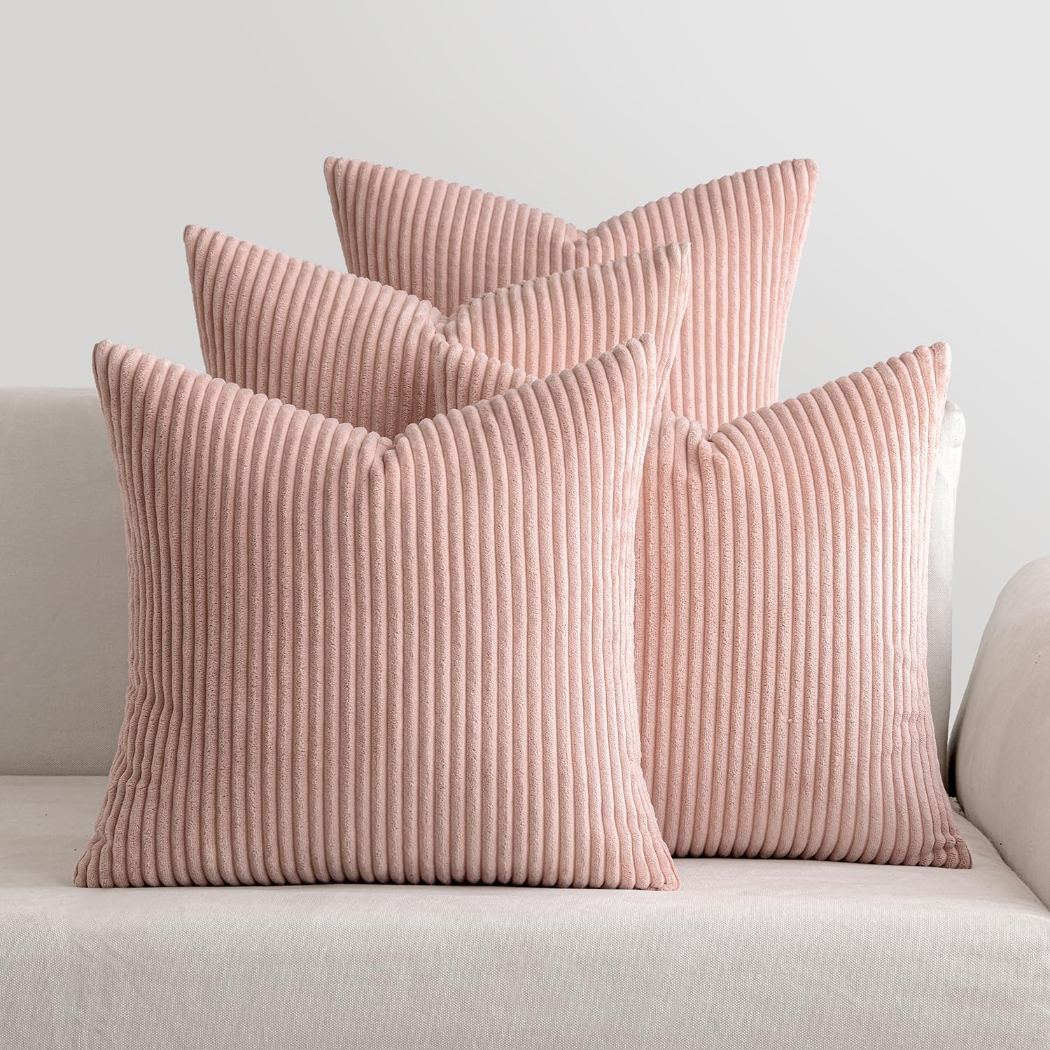 MIULEE Summer Boho Farmhouse Sage Green Throw Pillow Covers 18x18 Inch Set of 4 Mordern Nordic Cushion Covers Soft Corduroy Home Decor for Couch Bed Sofa Living Room Forest Green