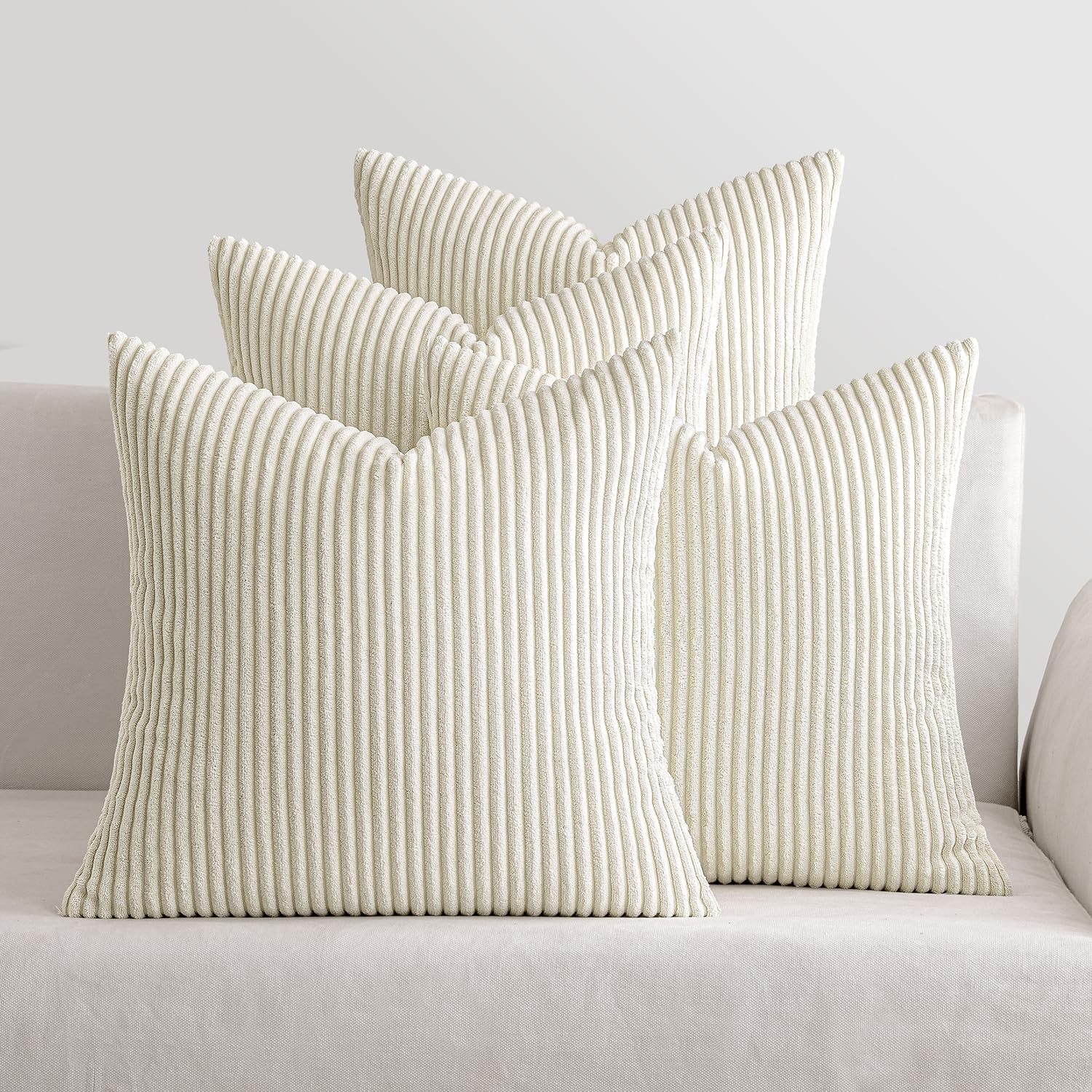 MIULEE Summer Boho Farmhouse Sage Green Throw Pillow Covers 18x18 Inch Set of 4 Mordern Nordic Cushion Covers Soft Corduroy Home Decor for Couch Bed Sofa Living Room Forest Green