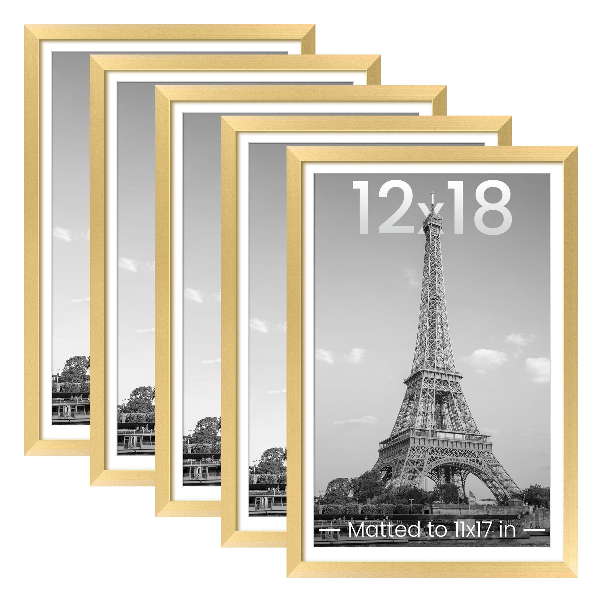 upsimples 11x14 Picture Frame Set of 5, Display Pictures 8x10 with Mat or 11x14 Without Mat, Wall Gallery Photo Frames, Black